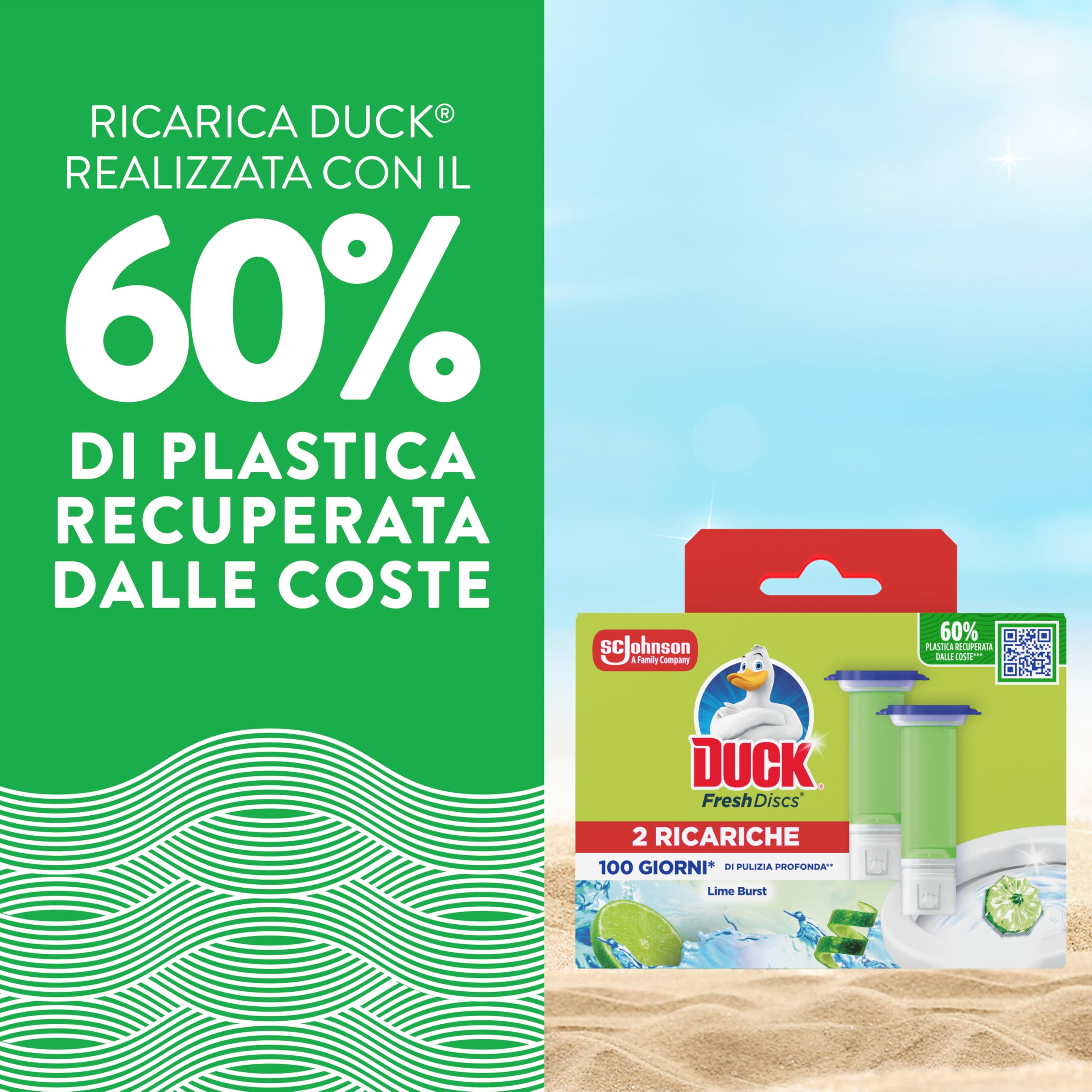 Duck Fresh Discs - Dischi gel igienizzanti WC, Fragranza Lime - Formato Scorta da 6 Ricariche, 36 Dischi Gel Igienizzanti WC