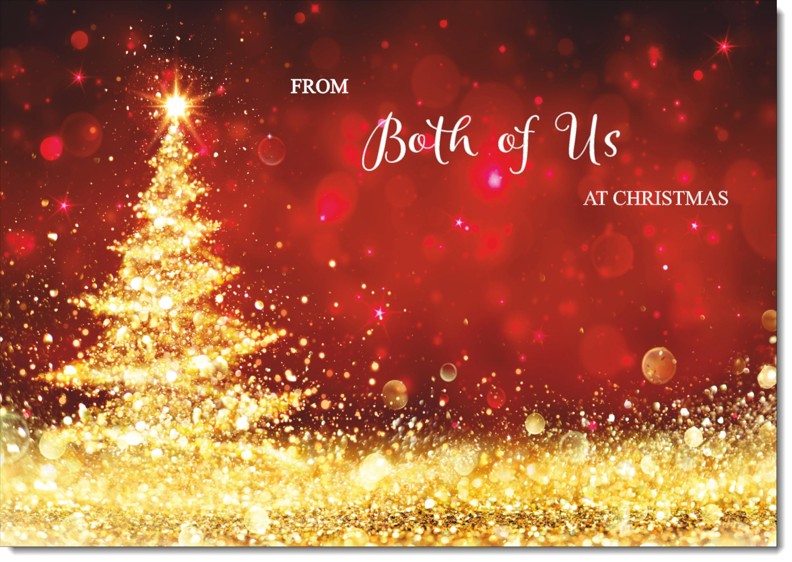 doodlecards From Both Of Us Christmas Card Gold Abstract ChristmasTree Large A4 Size Christmas Card for From Both Of Us with Plain Envelope