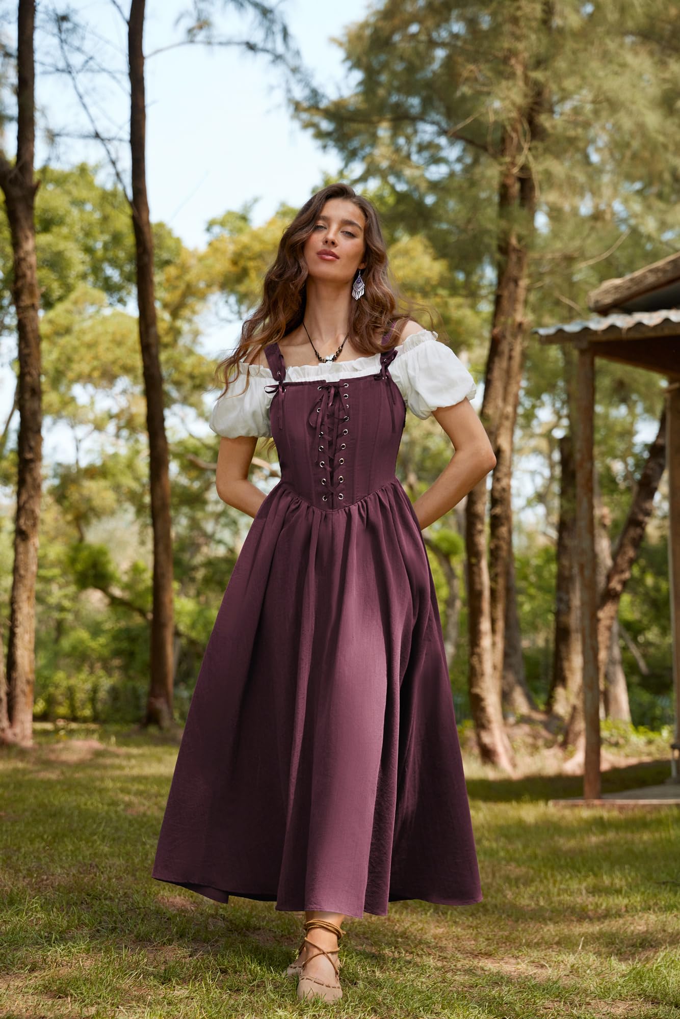 SCARLET DARKNESS Robe corset Renaissance sans manches à lacets pour femme