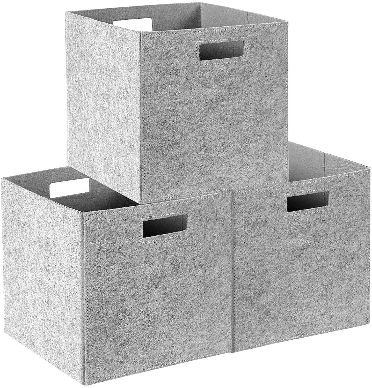 Set 2 Contenitori Portatutto In Feltro Pieghevoli Con Manici PU - 37,5x27x15 Cm - Per Vestiti, Giocattoli, Asciugamani, Accessori