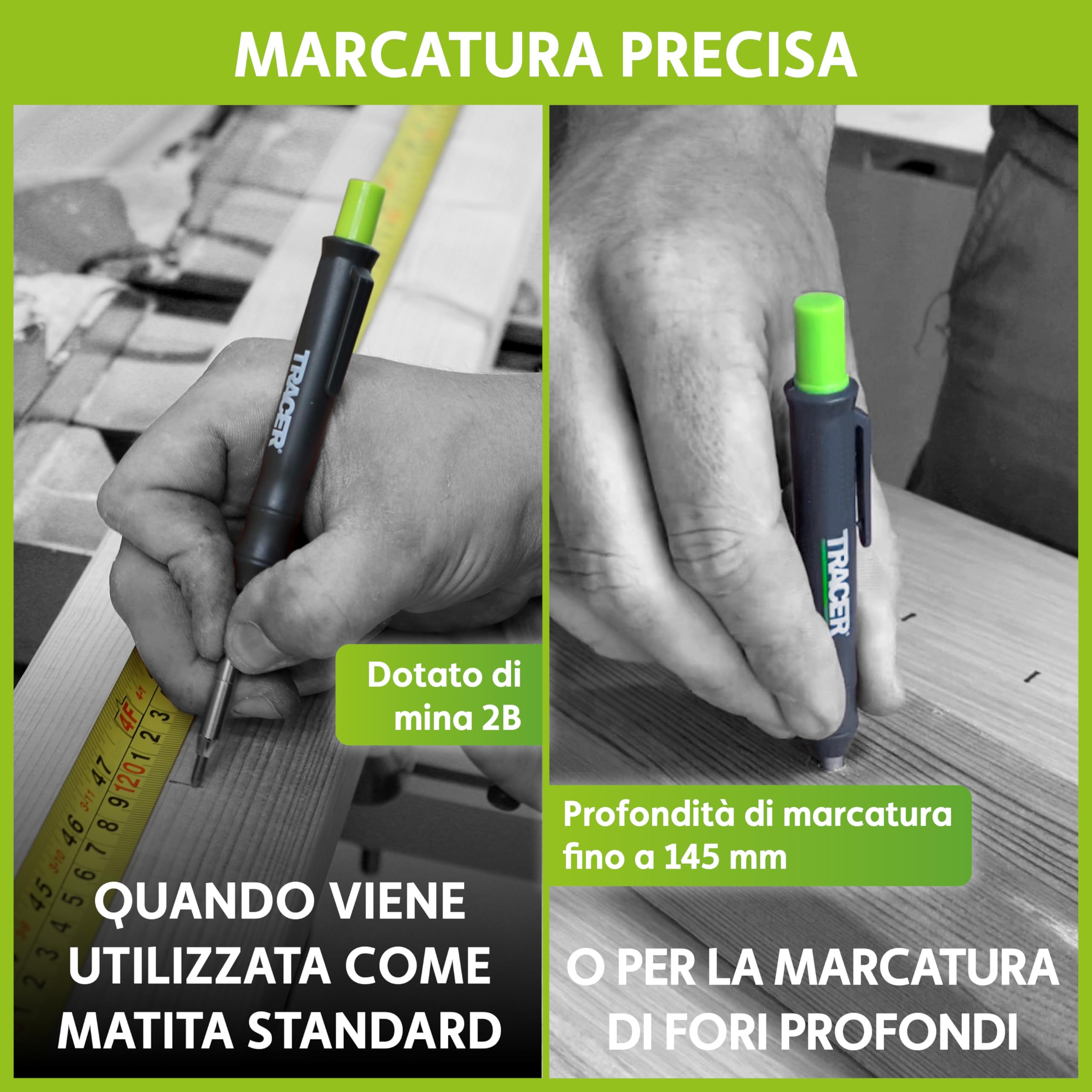 Tracer Kit di marcatura – Matita a foro profondo, set di mine ALH1 e 2 pennarelli senza intasamenti con fondine