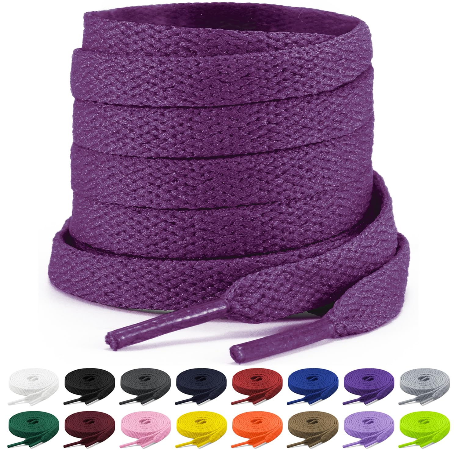 Shecret 2 Paar Flache Schnürsenkel, 8mm Breite Schnürsenkel, Flache Schnürsenkel Ersatz Reißfeste Schuhbänder für Turnschuhe, Laufen, Erwachsene, Kinder, Polyester (Lila, 160 cm - 2 Paar)