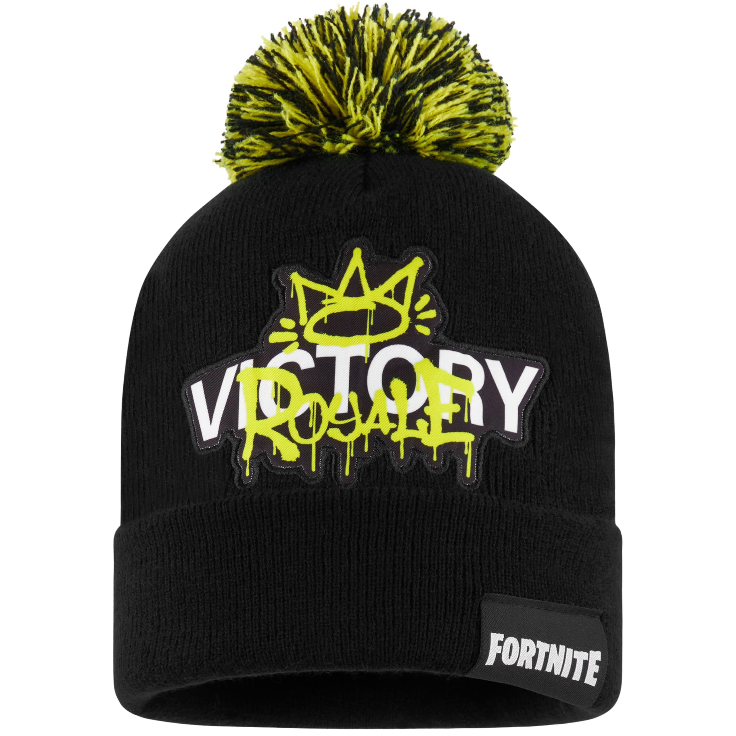 Fortnite Boys Black/Yellow Beanie Hat For & Teens, Warm Knitted Winter Hat, Winter Accessories For School Travel Days Out, Gifts For Gamers (6-14 Years, )