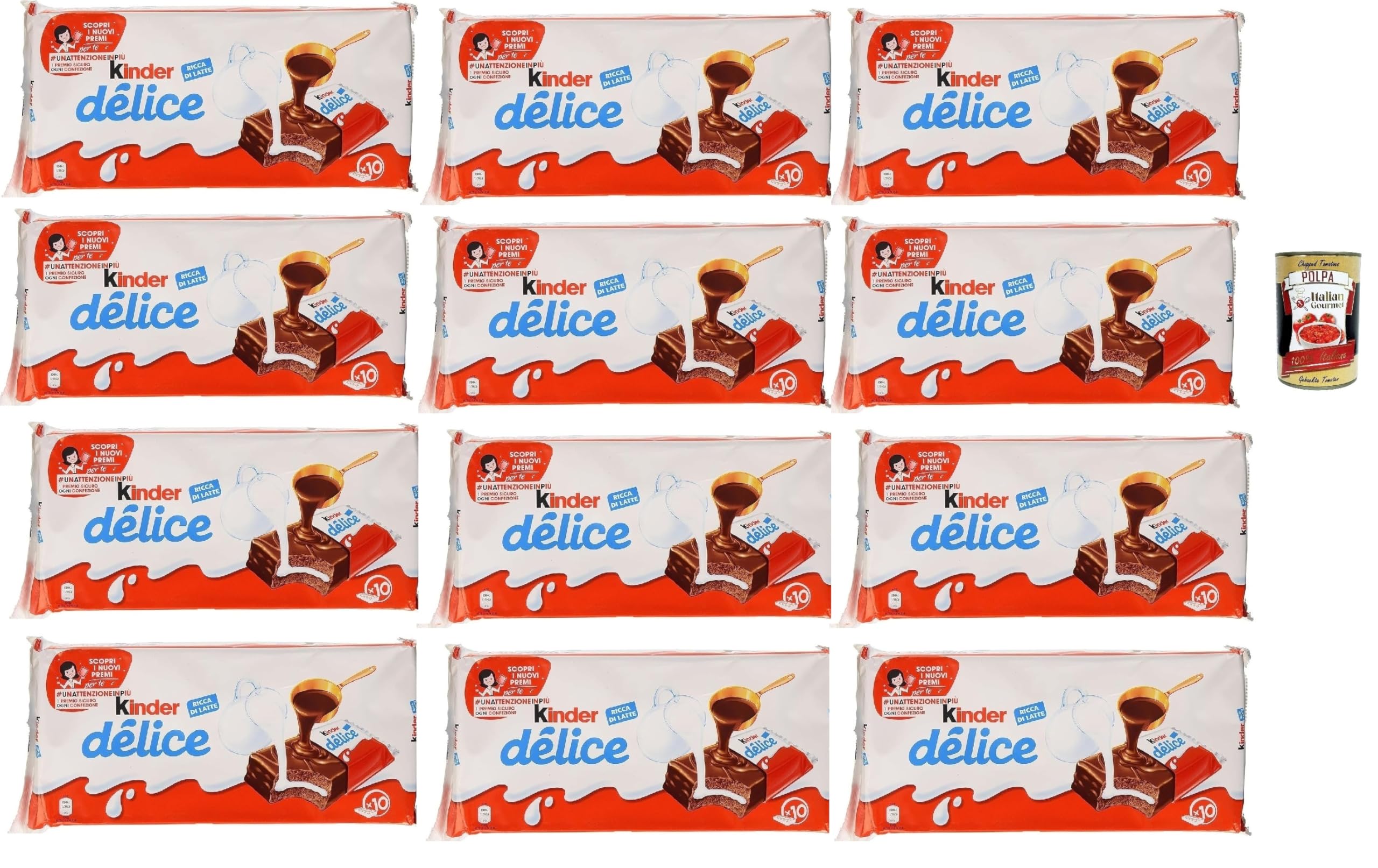 Italian Gourmet Bundle Schoko-Milchschnitten 12x 390g + Italian Gourmet Polpa Gratis – Gefüllte Kakao-Snacks mit Milchcreme, 10 Stück pro Packung, süße Pausensnacks & Vorrat 4,68kg