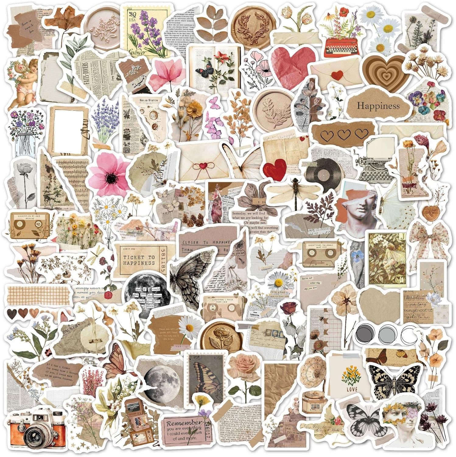 120 Pcs Retro Art Stickers, Waterproof Vinyl Vintage Art Decals, Unique Designs, Vibrant Printing, Residue-Free Decor for Laptops, Journals, Scrapbooks, Tablets and Creative DIY