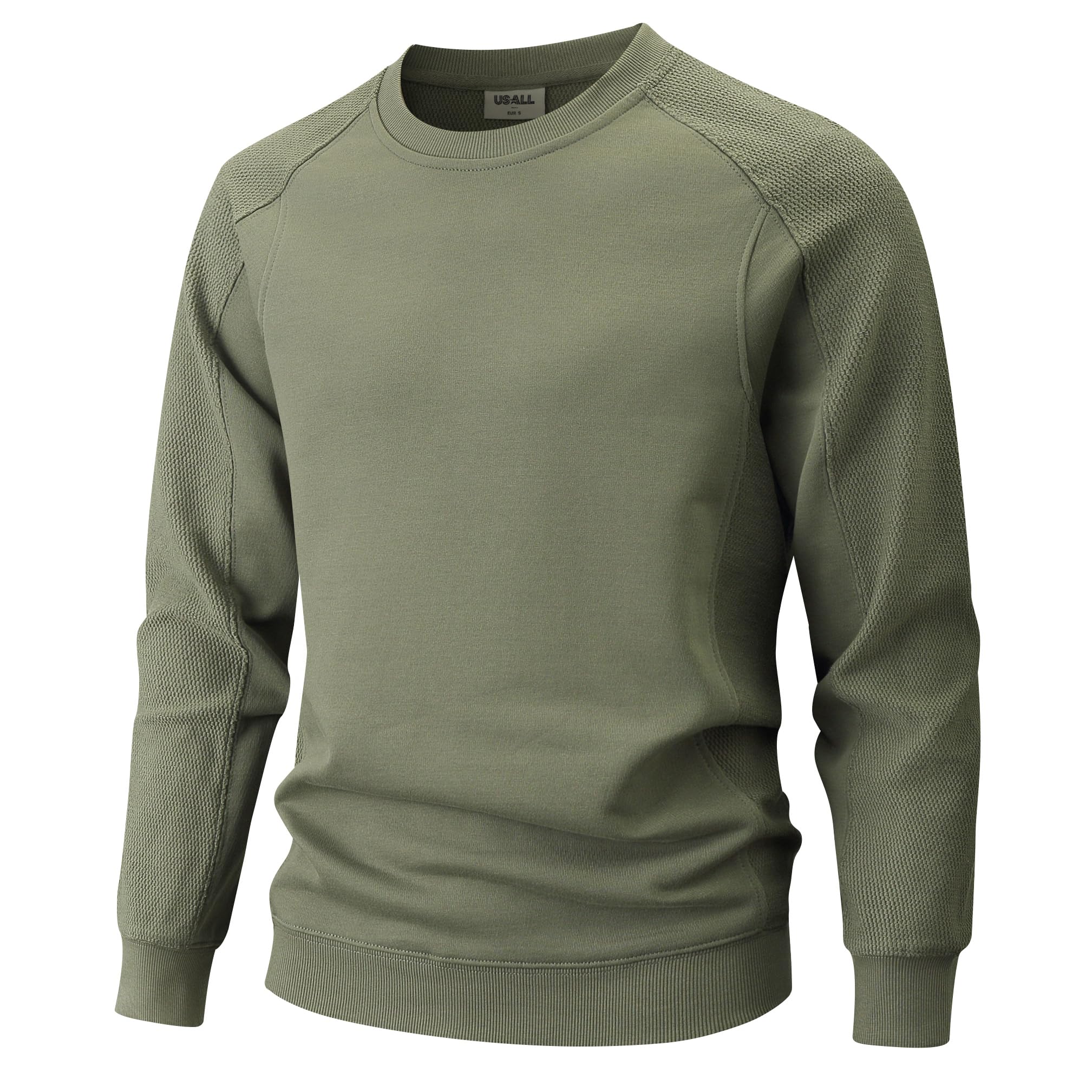 USALL Sweatshirts für Herren 100% Baumwolle Schwergewicht Pullovers Männer Langarm Casual Sweatshirt