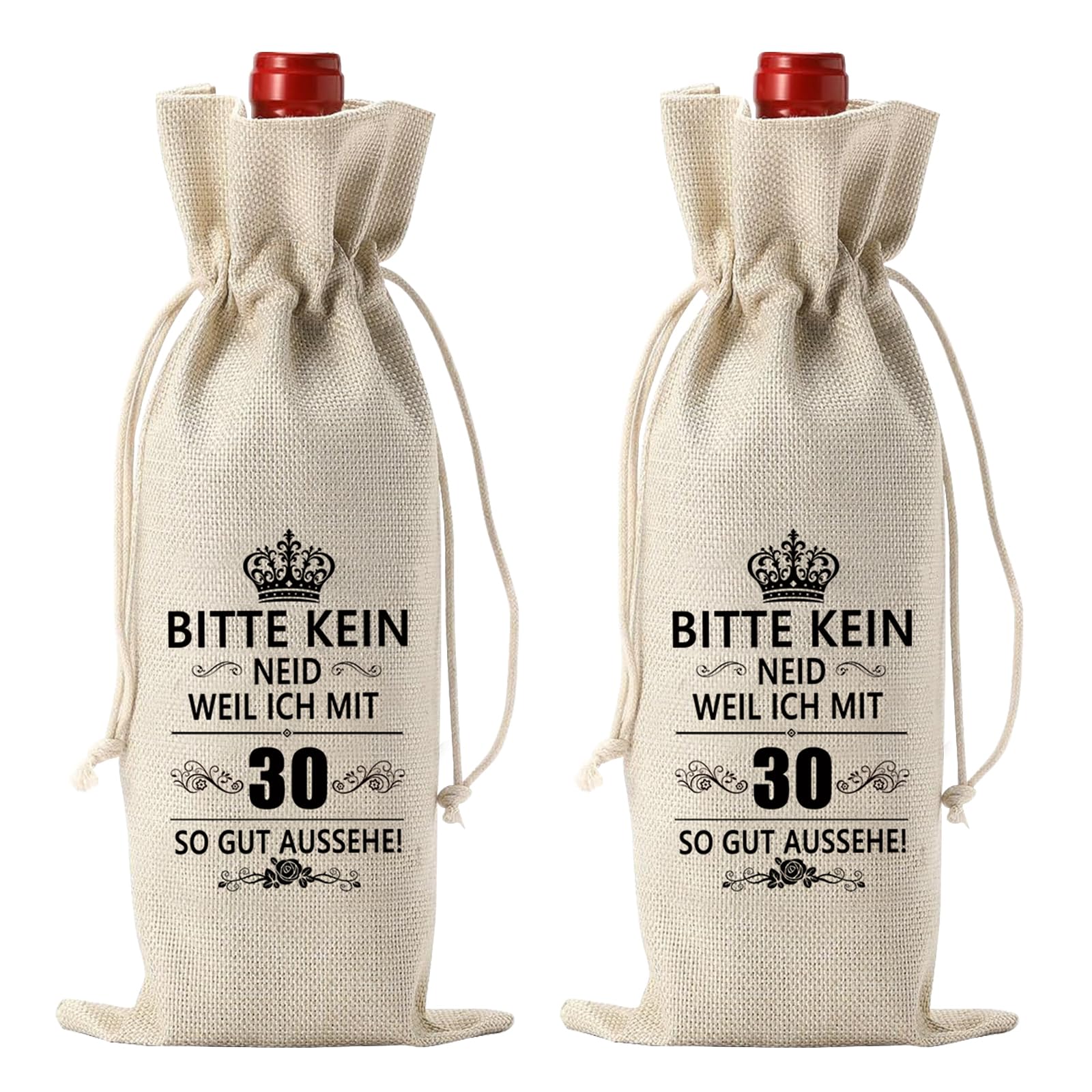 2 Stück 30 Geburtstag Weinflasche Tasche, Geschenk 30 Geburtstag Mann und Frauen, Wein Geschenkbeutel Jute Weinbeutel Geschenktüten Flaschen, Geburtstagsgeschenk für Frau, Ehefrauen, Männer, Freunde
