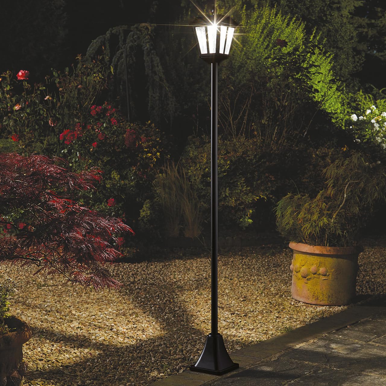 Solar Powered Victorian Style Lamp Post - 100 Lumen Weather Resistant Outdoor Garden LED Light with 365 Day Illumination for Patio, Decking, Border, Pathway, Entrance, Yard - H170 x 18cm Diameter