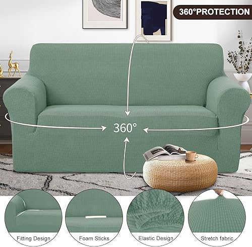 Miniatura 261 de U-NICE HOME Funda elástica para sofá de 2 plazas, funda protectora de muebles para sofá de 2 plazas, apta para mascotas (sofá biplaza, beige)