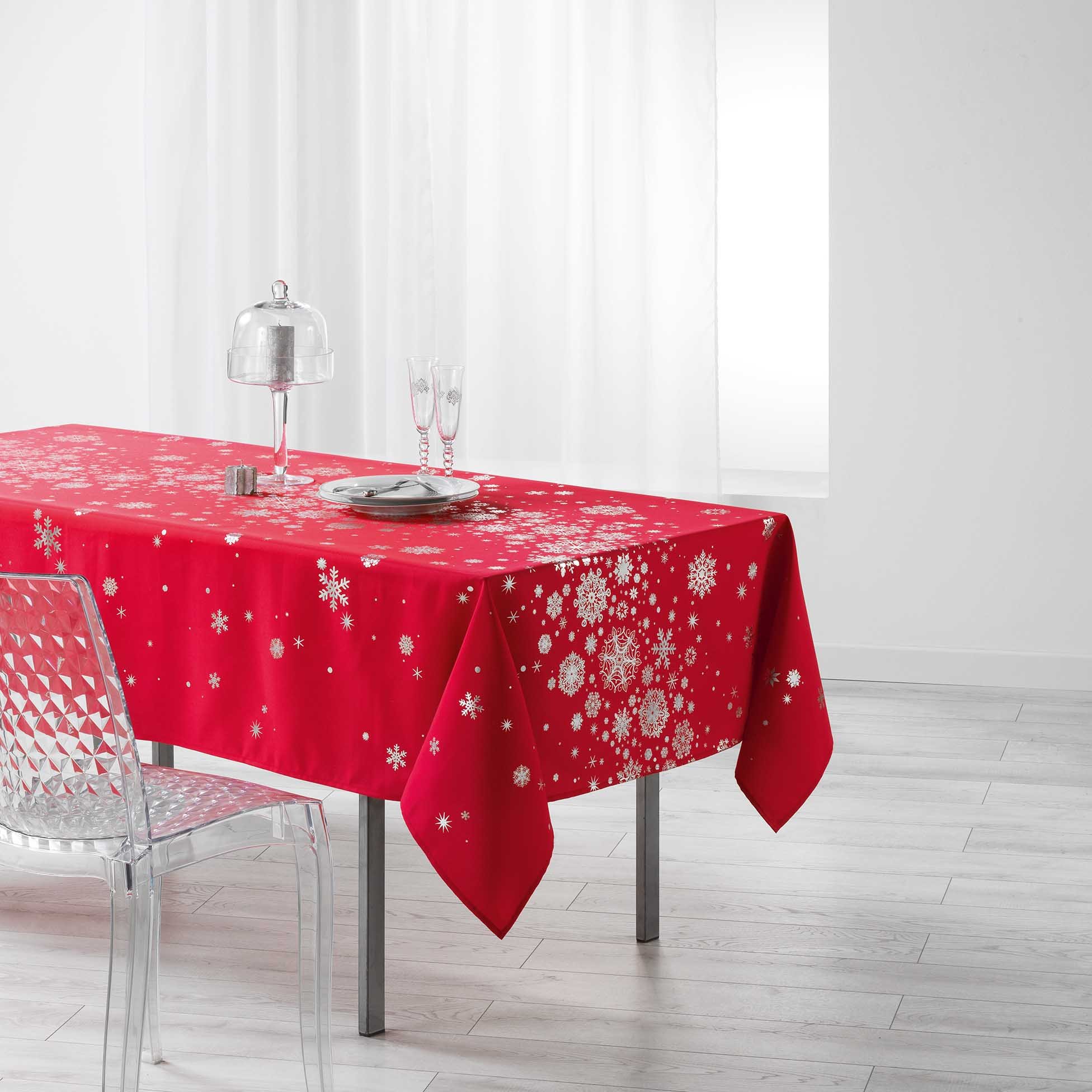 Douceur d'Intérieur Rectangular Tablecloth 150 x 300 cm Constellation Silver Red
