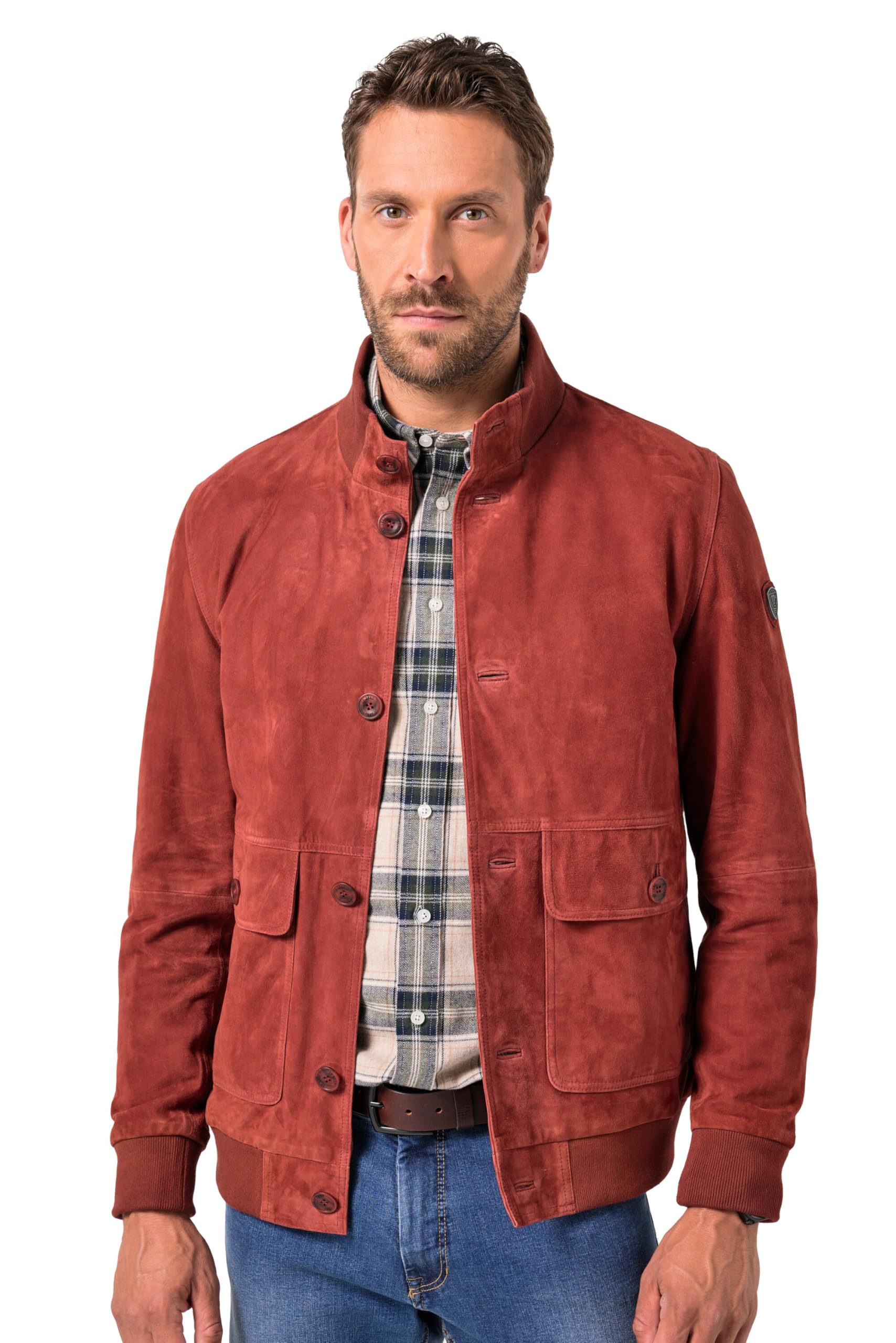 JP 1880 Herren große Größen Übergrößen Menswear L-8XL Lederjacke, Veloursleder, Stehkragen, Knopfleiste 815867