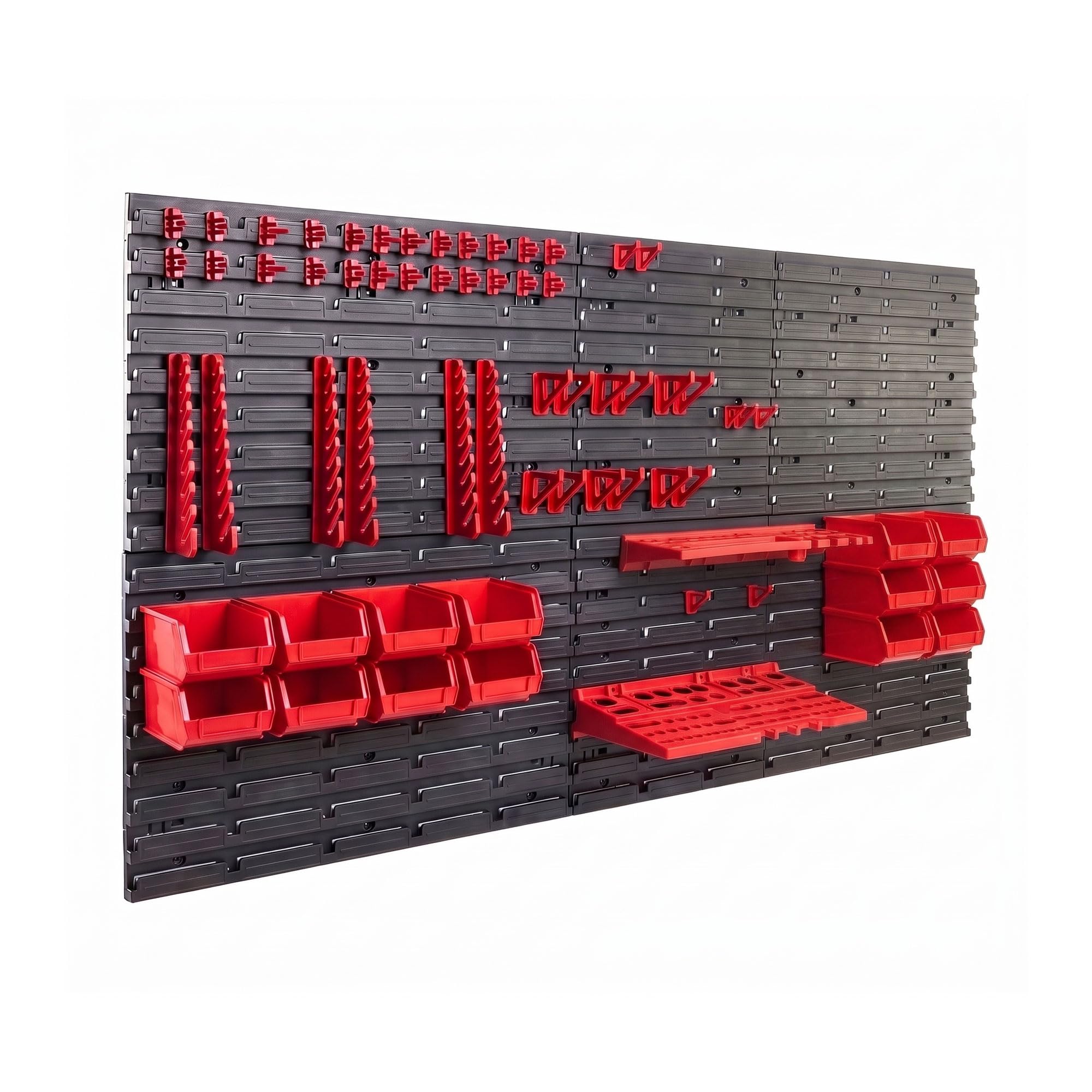 BOUDECH® Peg Large - 6 Lochplatten Werkzeughalter für die Werkstatt 98 Stück Werkzeughalter Wandregal aus Metall Schwarz