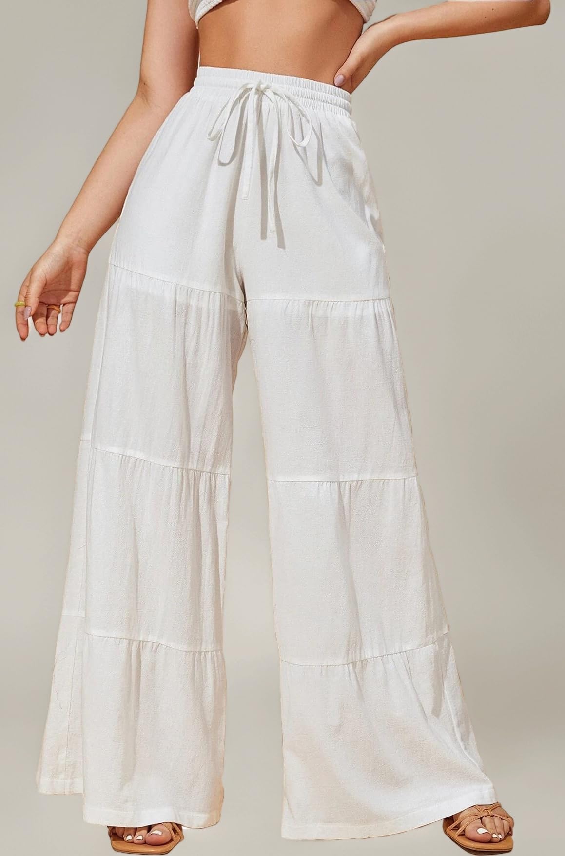 Shasmi Women's Loose Mid Rise Solid Ruffle Hem Palazzo Sharara Trousers (Plazzo 68)