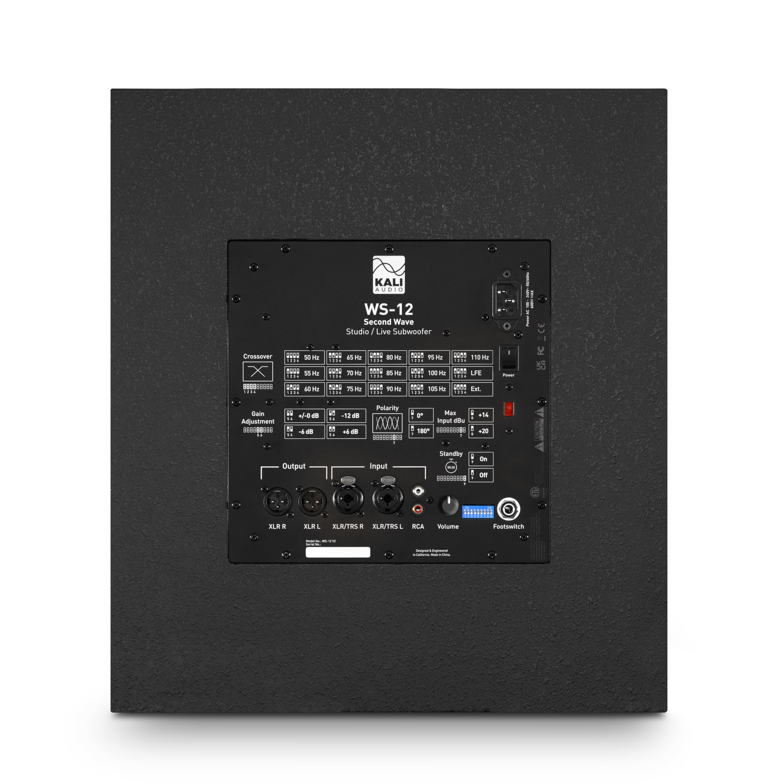 Kali Audio Subwoofer WS-12 V2 (subwoofer Activo de 12 Pulgadas, 1000 W de Potencia, diseño Bass Reflex, reproducción de Audio Profesional, Carcasa Robusta de MDF, Conexiones versátiles), Negro