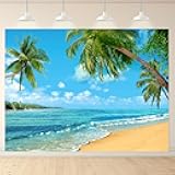 Summer Island Scene Photography Backdrop Beach Sea Palm Hawaiian Themed Birthday Party Banner Decorations Photo Background Vinyl 7x5ft Photo Booths Studio Props Wedding Supplies