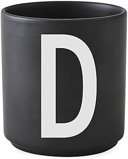 Design Letters Tazza Personalizzata in Nero Porcellana fine (D) - Tazza con Lettere dell'alfabeto Frase nel Design Esclusivo, Regalo per Donne, Uomini, Amici e familiari, Disponibile dalla A alla Z