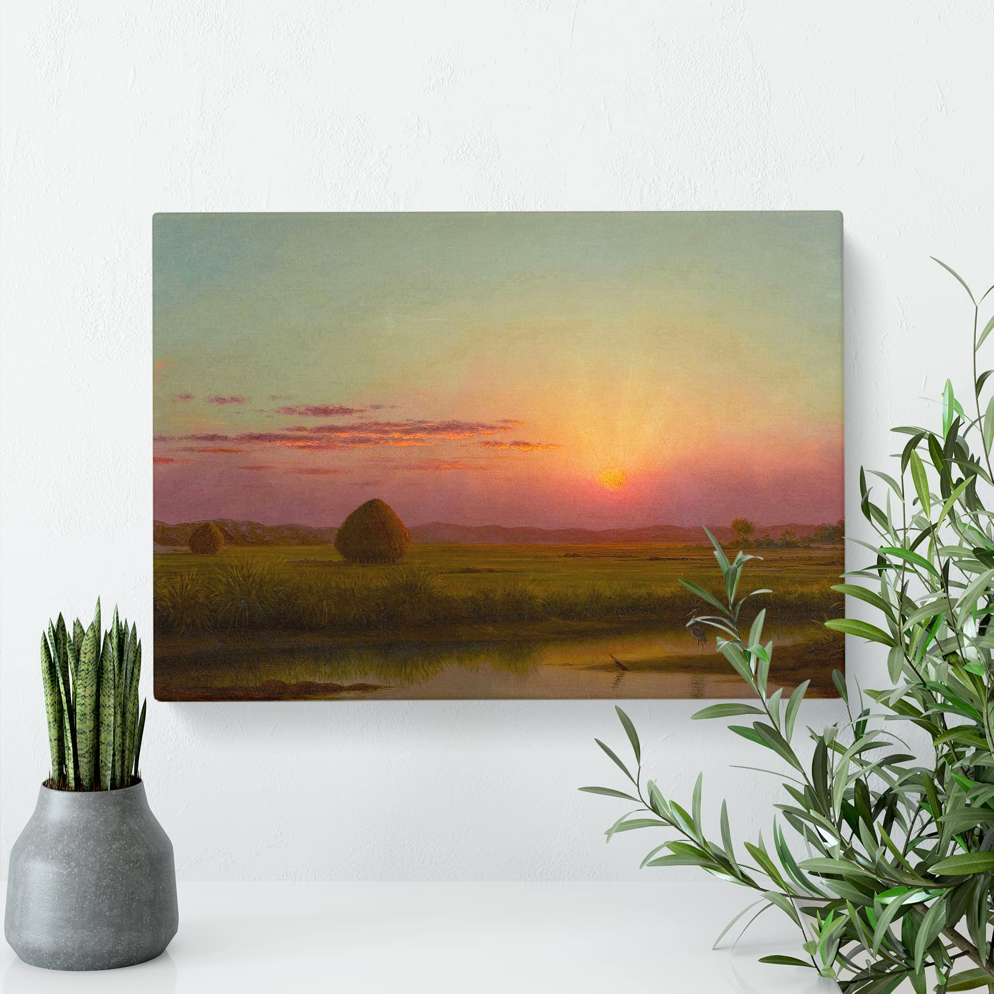 Martin Johnson Heade Sunset over the Marsh Canvas Print, Mixed, 25L x 50W cm - Image 3