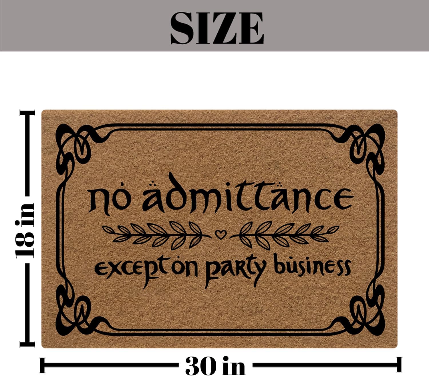 Indoor Doormat for Entryway, Front Back Door Mat No Admittance Except On Party Business Rubber Backing Low-Profile 30X18 Inch