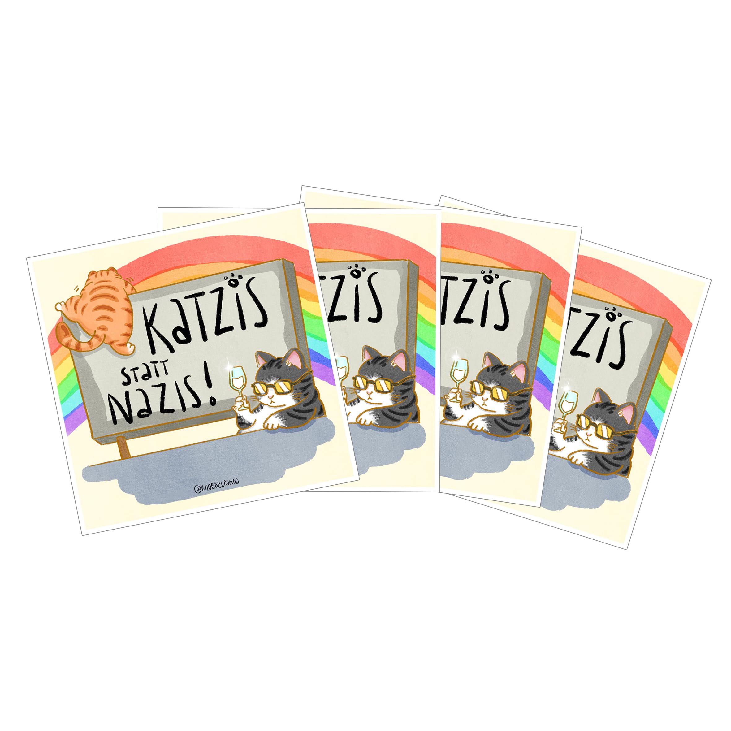 Katzis statt Nazis Sticker Paket (30, 50, 100, 300 oder 500 Stück) 7,4cm x 7,4cm