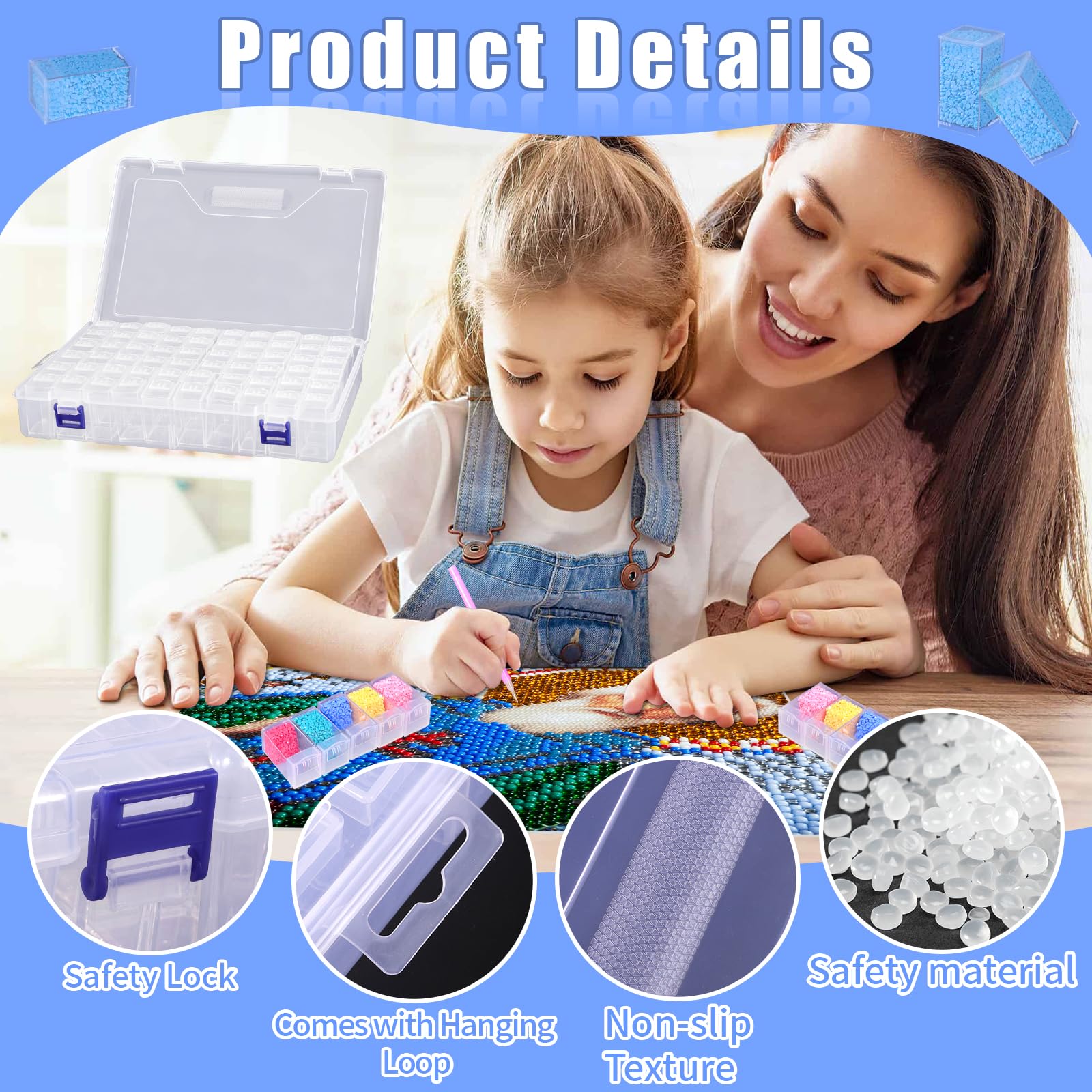 Kit 64 Contenitori Per Pittura Diamante - Portatile Con Coperchi Ermetici, Per Organizzare Perline - Foto 3