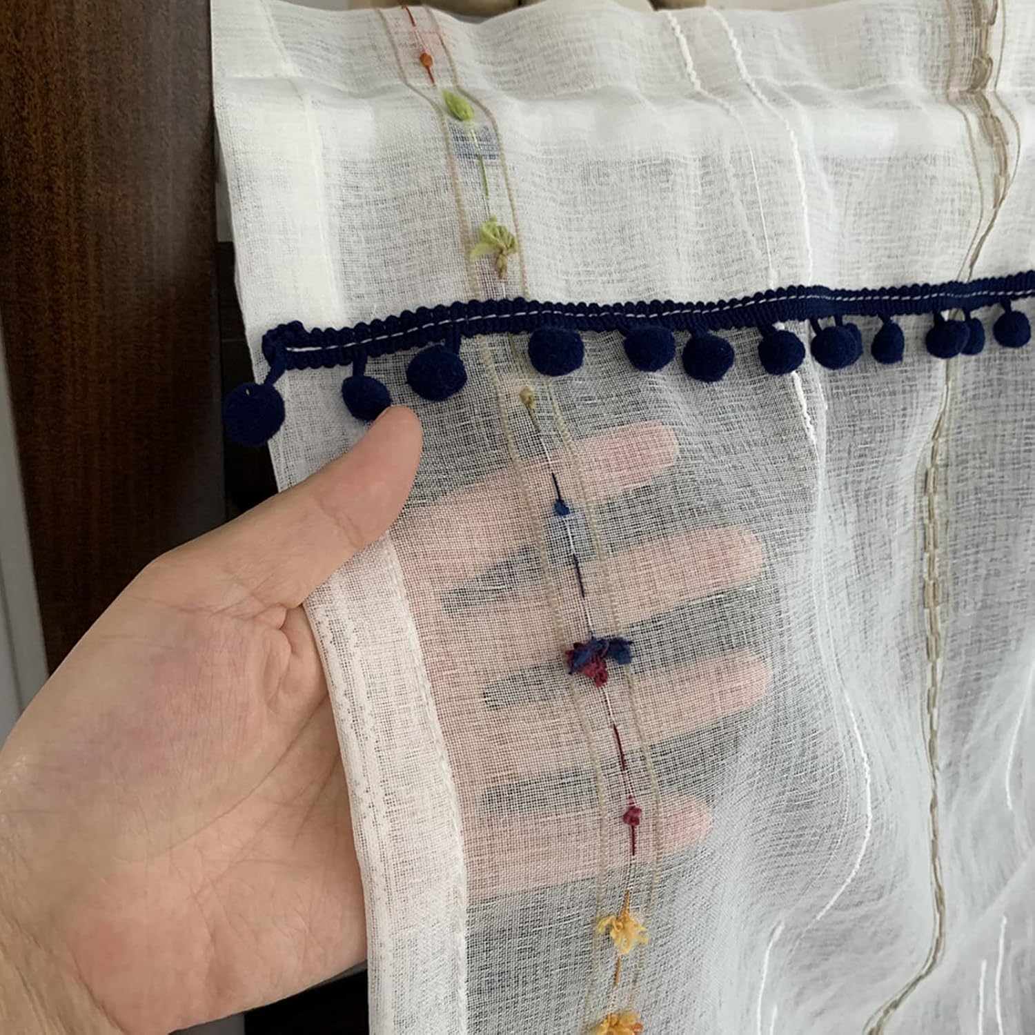 LUNEZY Kitchen Curtain,Modern Tier Curtains,Small Cafe Curtains,Transparent Voile Curtains,Short White Blinds,Short Half Window Valance Curtain for Balcony Bedroom Bathroom Bistrot