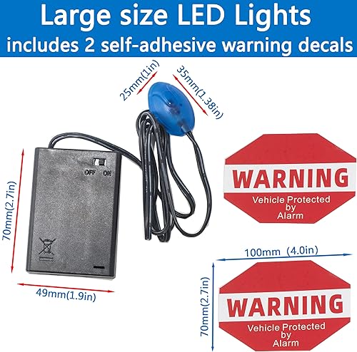 Miniatura 2 de Alarma falsa para automóvil, alarma simulada para automóvil, baterías incluidas, luz LED roja que simula sistema de seguridad de imitación, lámpara