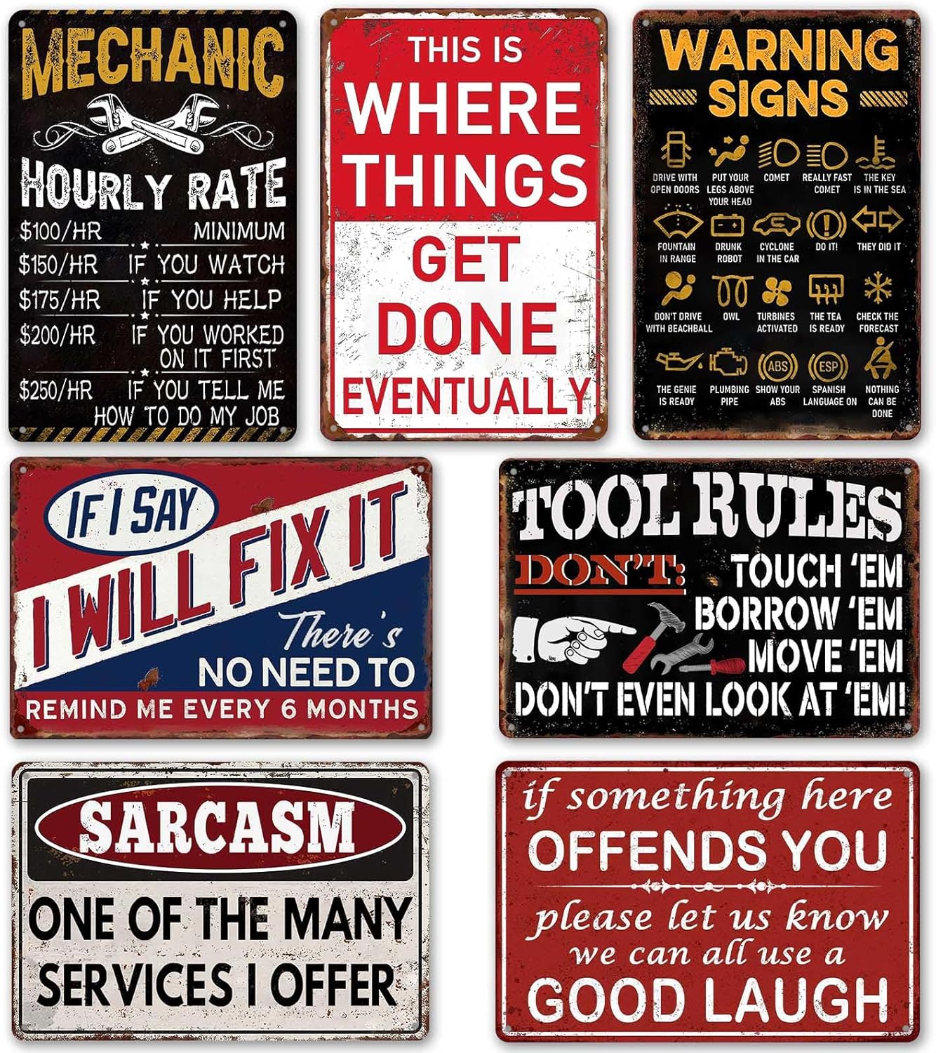 Divertidos carteles metálicos de garaje, decoración vintage de cueva para hombres, pósteres retro para pared de habitación de automóvil, letreros de