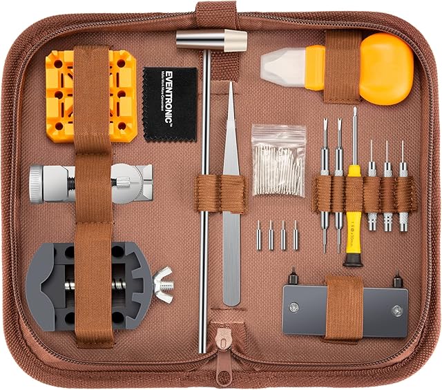 EVENTRONIC Watch Repair Tool Kit,Professional Watch Back Removal Tool, Watch Link Removal Kit, Watch Battery Replacement Kit with Storage Bag