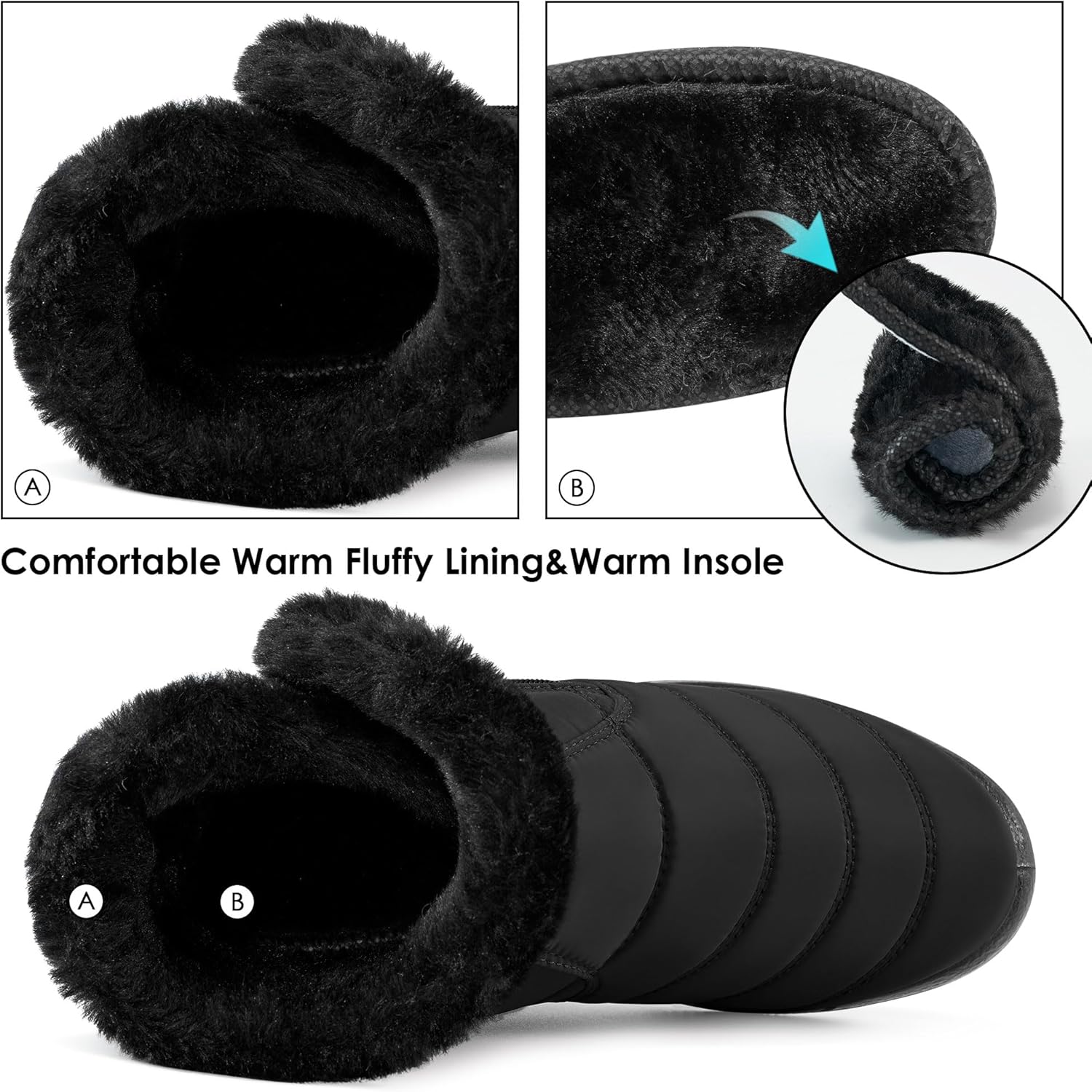 HARENCE Snow Boots for Women Winter Boot with Comfortable Warm Fur Lined Ankle Booties Outdoor Slip On Waterproof Short Boots - Image 4