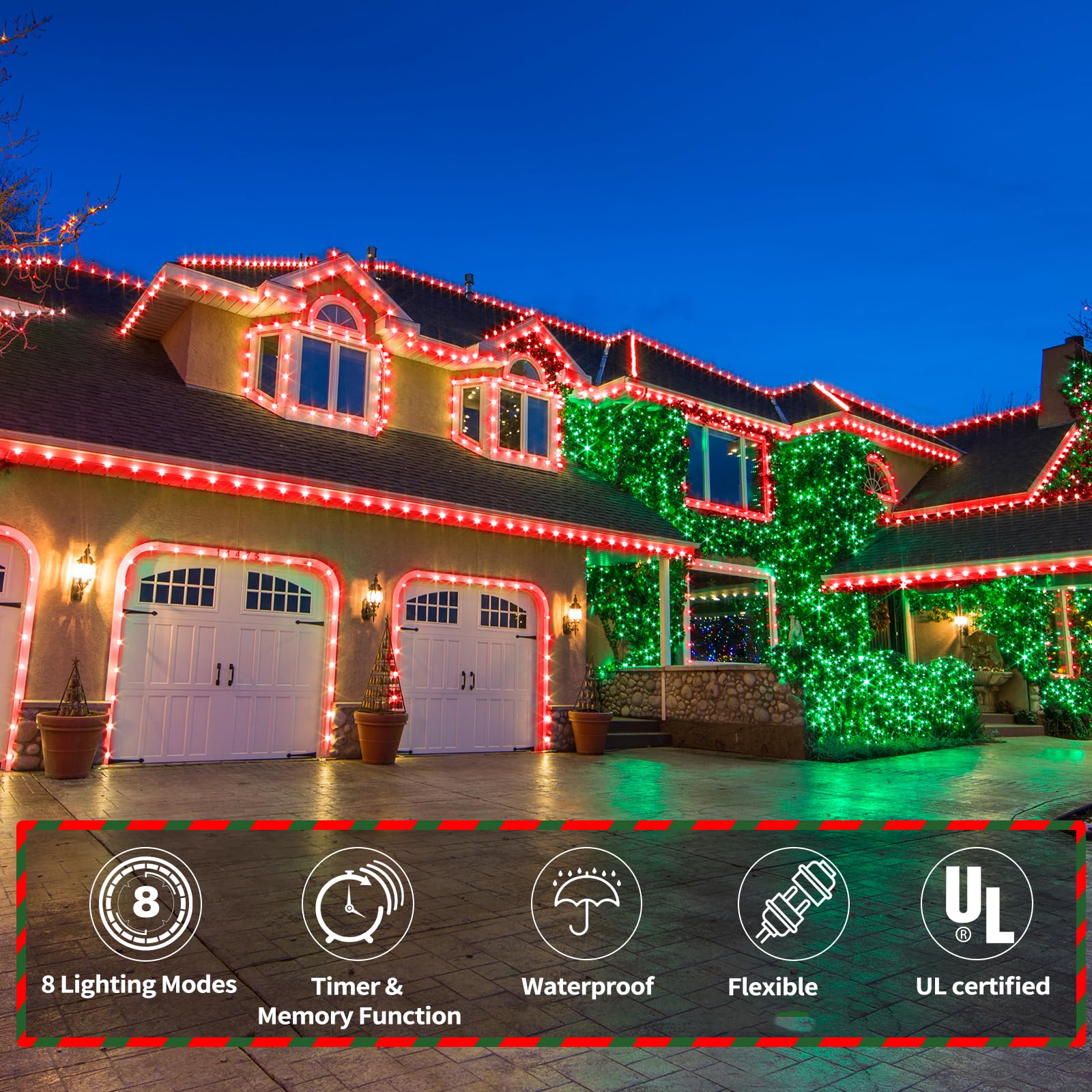 200ft LED Rope Lights Outdoor, 1440 LED Flexible Tube Lights with 8 Modes, Waterproof LED Rope Lighting for Outside, Garden, Patio, Bedroom, Party,Deck, Pool, Fences, Indoor Outdoor Decoration (Red)