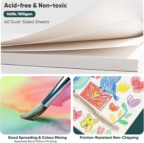 Miniatura 98 de Soucolor - Cuaderno de bocetos de 9 x 12 pulgadas, paquete de 1 de 100 hojas, encuadernado en espiral, libre de ácido (68 libras/100 g/m²), bloc