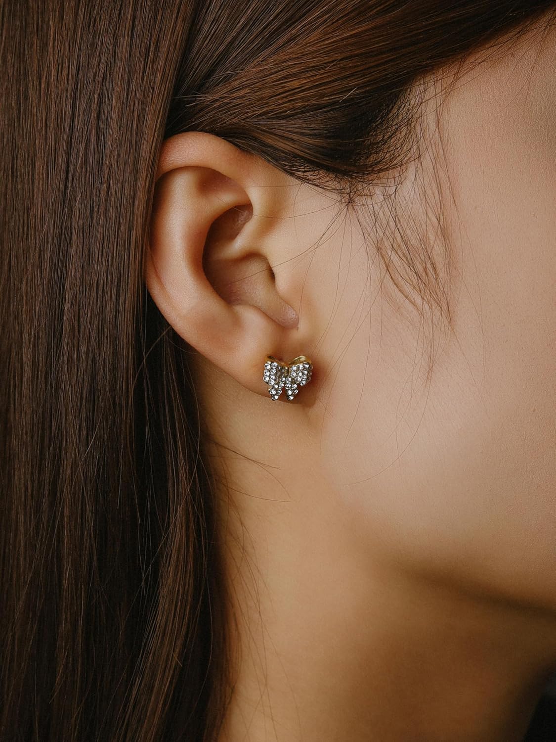 OJERRY Simple Dainty Sparkling Gold-toned Bow Stud Earrings for Women, Coquette Casual Bow Earring Jewelry Accessories Romantic Cool Gifts for Her Women - Image 3