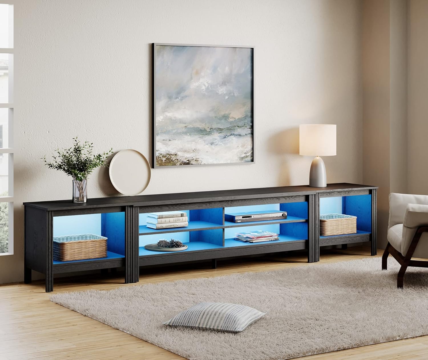 Amazon.com: Large TV Stand for 100+ Inch TV with Blue LED Light ...