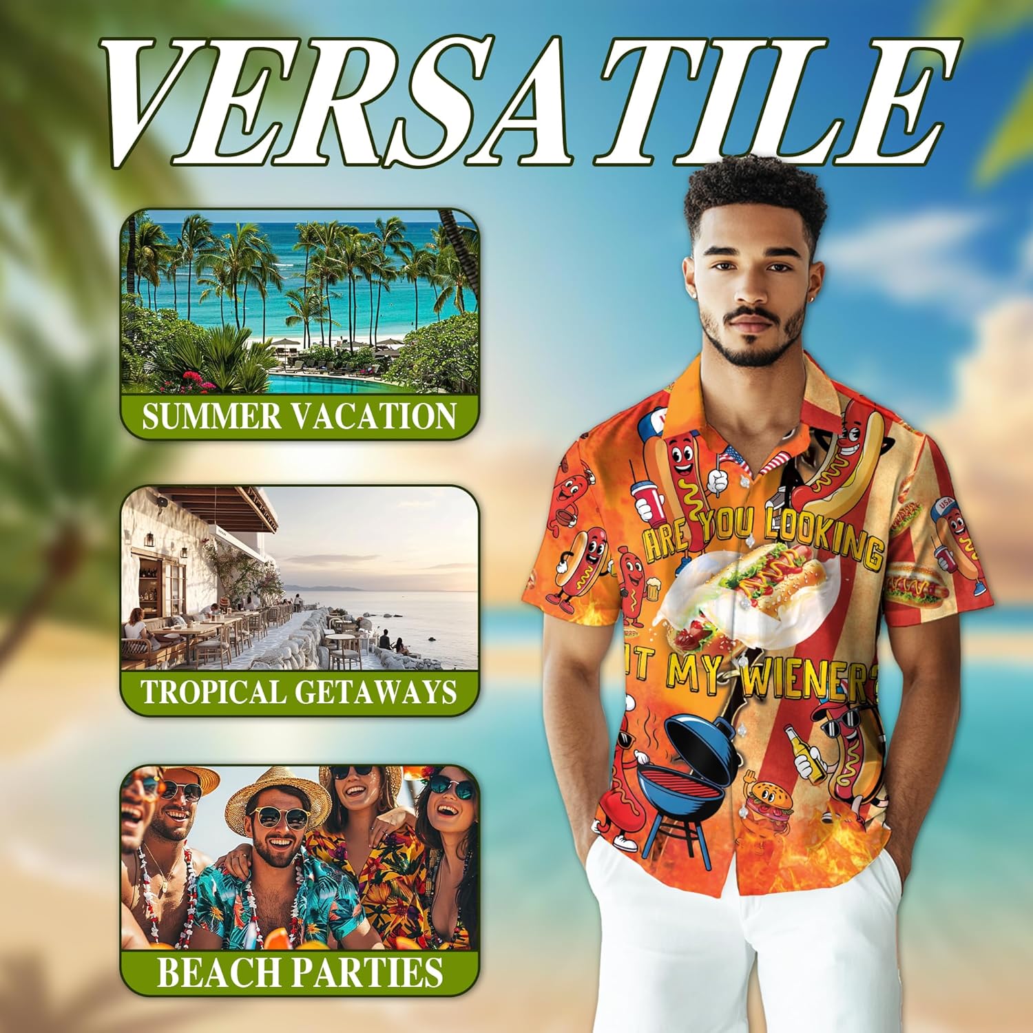 Funny Chicken Wing BBQ Hawaiian Shirt for Men Women, Fastfood Lovers Button Down Summer Beach Short Sleeve, S-5XL