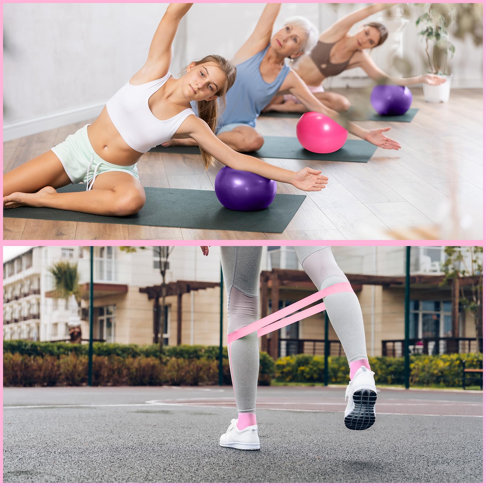 Poen Home Pilates Essentials Kit For Women 30 Pcs Pilates Ring And Ball Equipment Set With Yoga Ball Stretching Strap 8 Shape Resistance Bands Non Slip Sock Wristbands Gym Bags Exercise | Guatemala