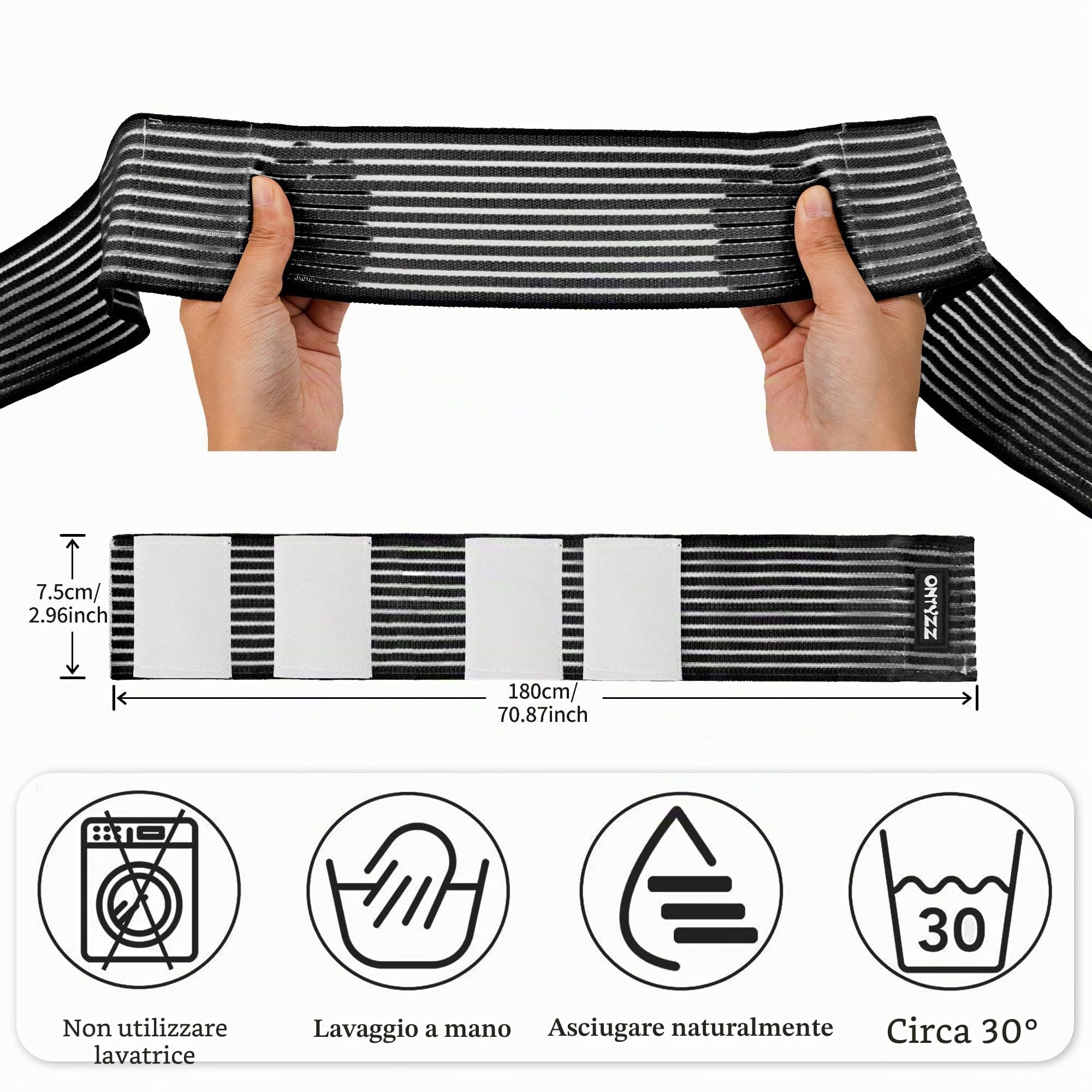 ONTYZZ Tutore Bendaggio Ginocchio 1 Pezzo Alta Elasticità Involucro Compressivo della Coscia per Sport Palestra Corsa Tozzo Allenamento Avvolgente Supporto per Vitelli Nero/180cm