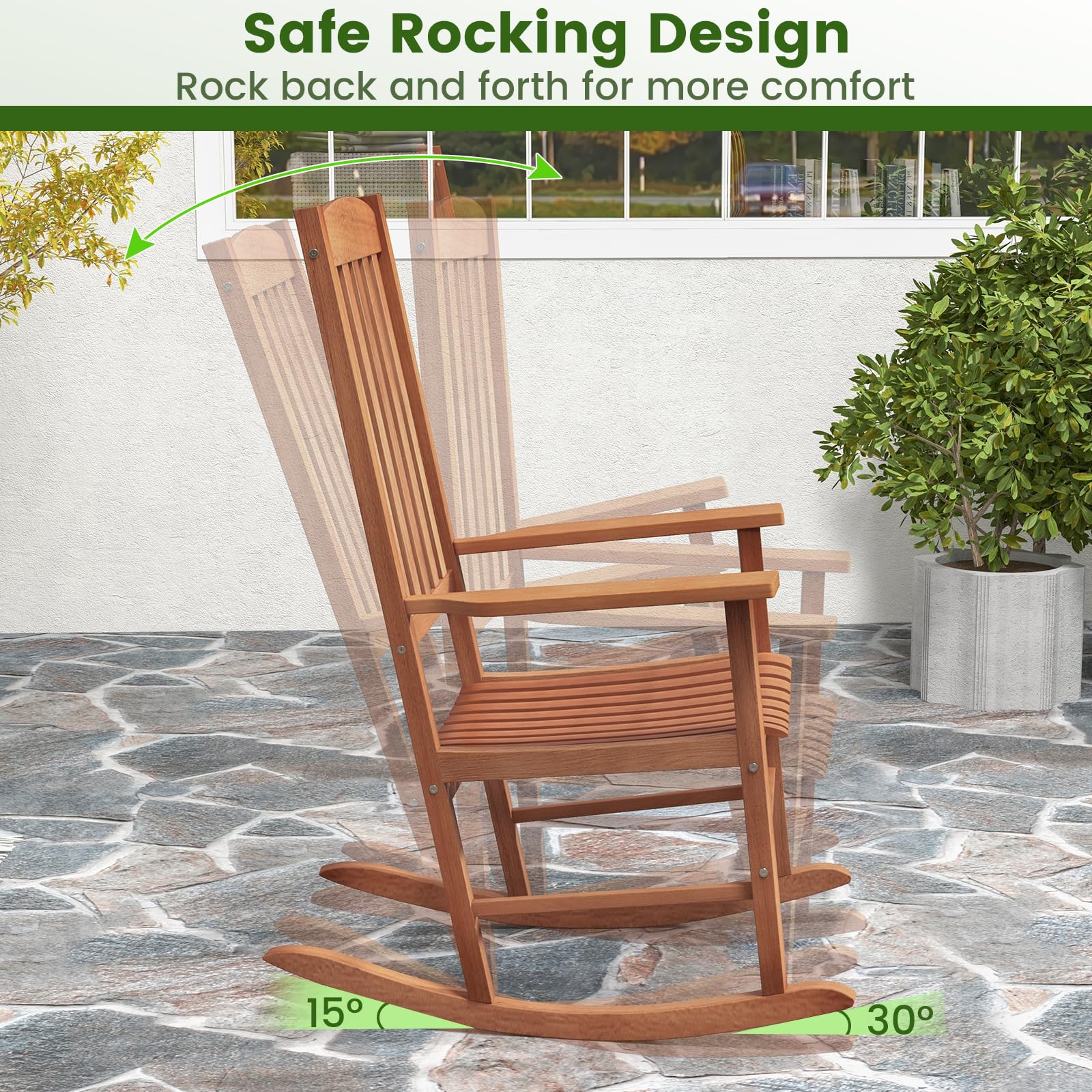 Solid Board Rocker Rocking Chairs For Adults Outdoor Rocking Chair Solid Wood High Back ...