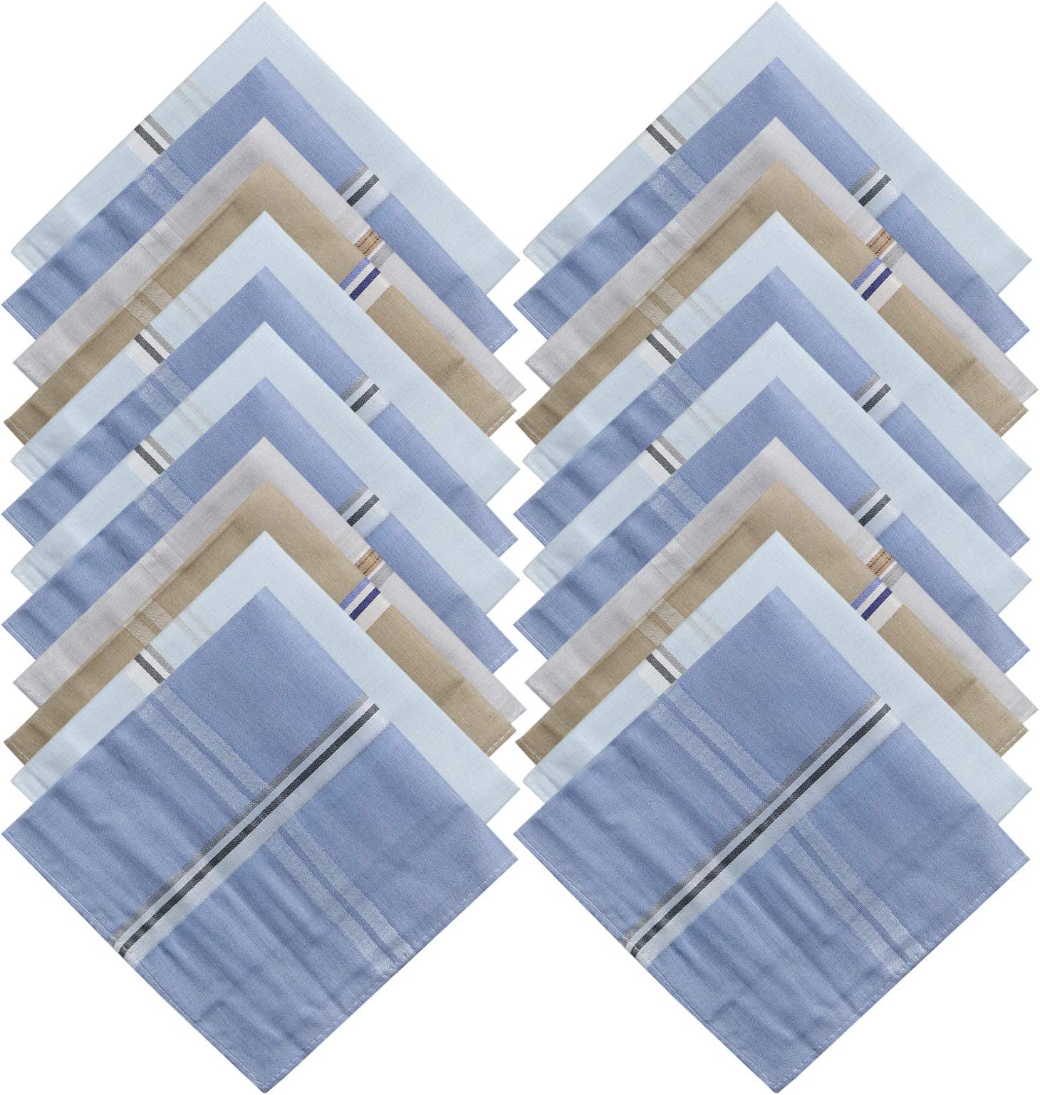 Luxxio Multi Color Subtle Design Soft Cotton Handkerchief for Men (Pack of 12 pcs)