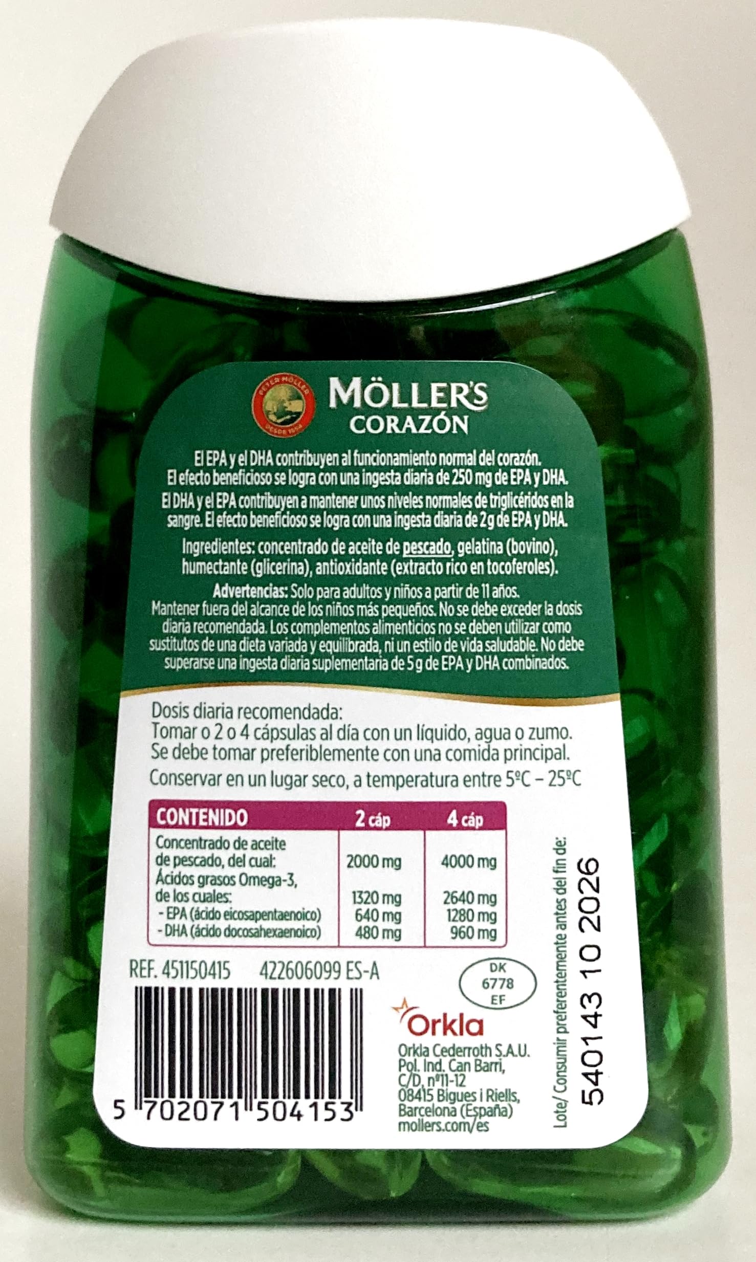 MÖLLER'S Mollers Omega 3 1000 mg par capsule, 80 gélules, lot de 2 (160 gélules au total)