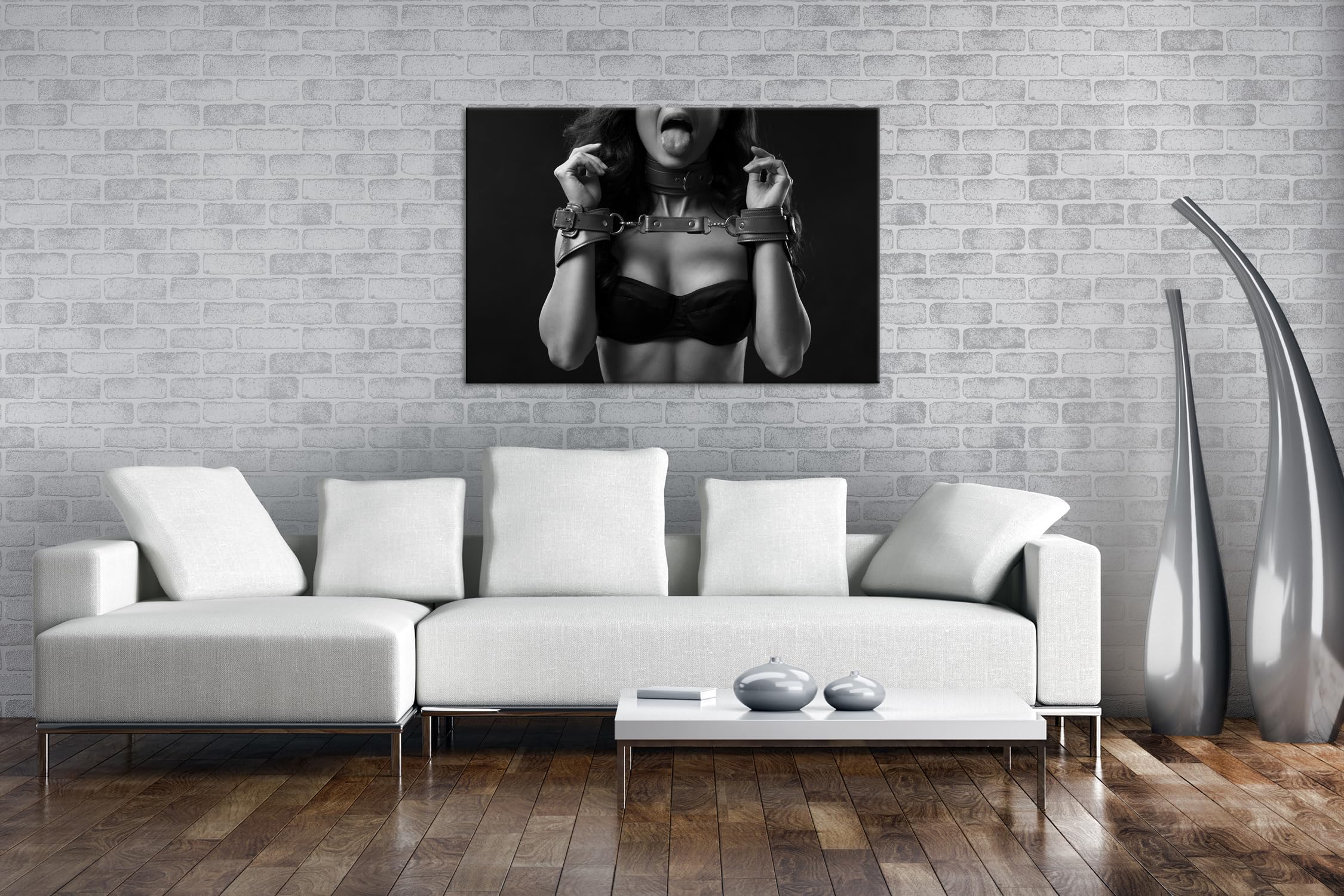 deyoli Stillvoll romantisch gefesselte Frau Format: 120x80cm Effekt:Schwarz&Weiß XXL Kunstdruck Motiv auf Holzrahmen/Leinwandbild/Wandbild/Wohnzimmer Dekoration