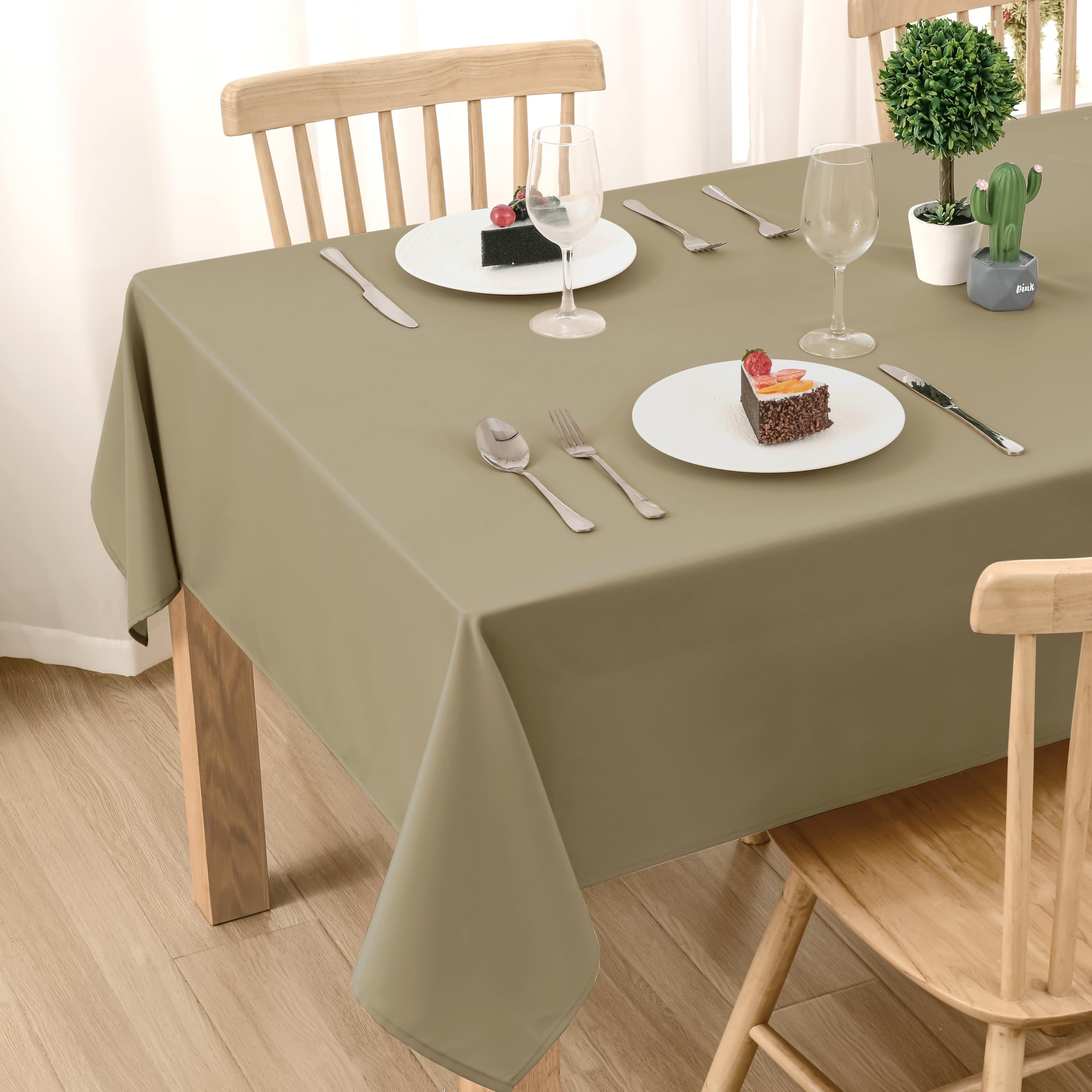 DWCN Khaki Tischdecke Outdoor Wetterfest 140x110cm Fleckschutz Waschbar
