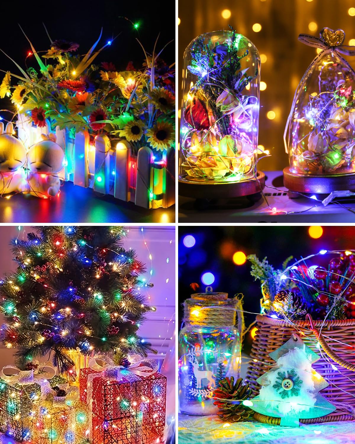 Lot De 6 Guirlandes Lumineuses à Piles 2 Mètres - 20 LED, Minuterie 6h, 3 Modes, Fil Argenté, Pour Déco Intérieur - 9