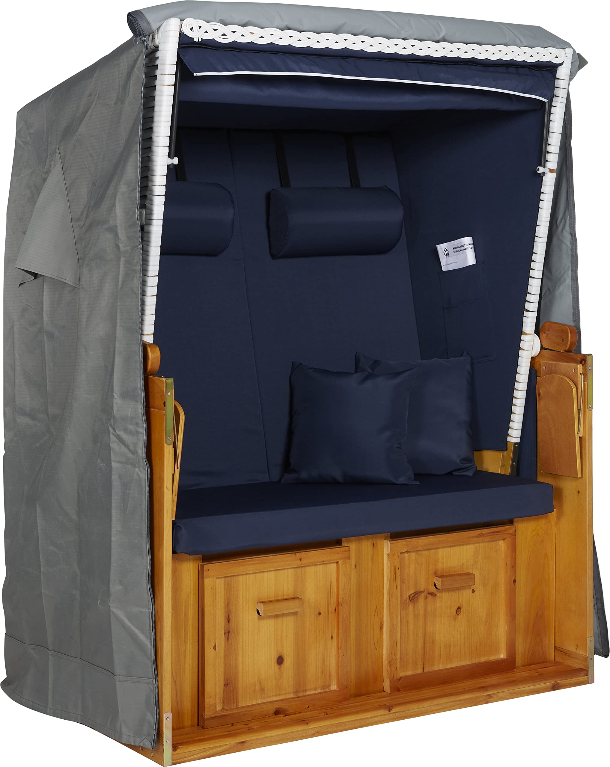 LILIMOStrandkorb Schutzhülle Ripstop | M | 123 x 90 x 160 cm | Robuste Abdeckhaube für strandkorb in grau | Wetterfeste und wasserdichte Hülle