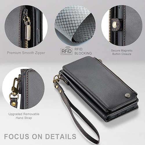 Miniatura 5 de Defencase Funda para iPhone 11 Pro, bloqueo RFID para iPhone 11 Pro, funda tipo cartera para mujeres y hombres con soporte para tarjetas, cierre