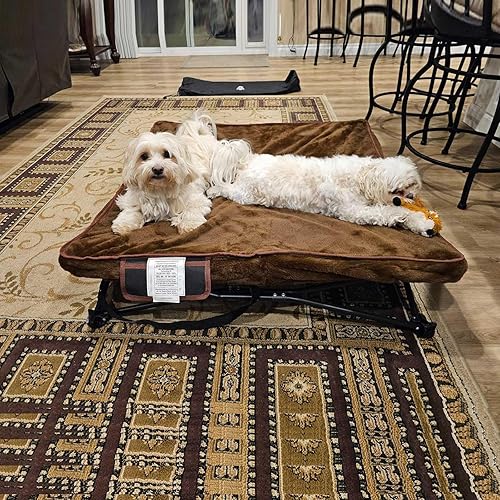 Miniatura 8 de unp Cama refrescante elevada para perros, cama plegable para mascotas de 36 x 36 x 10 pulgadas, funda de felpa lavable y bolsa de transporte, silla