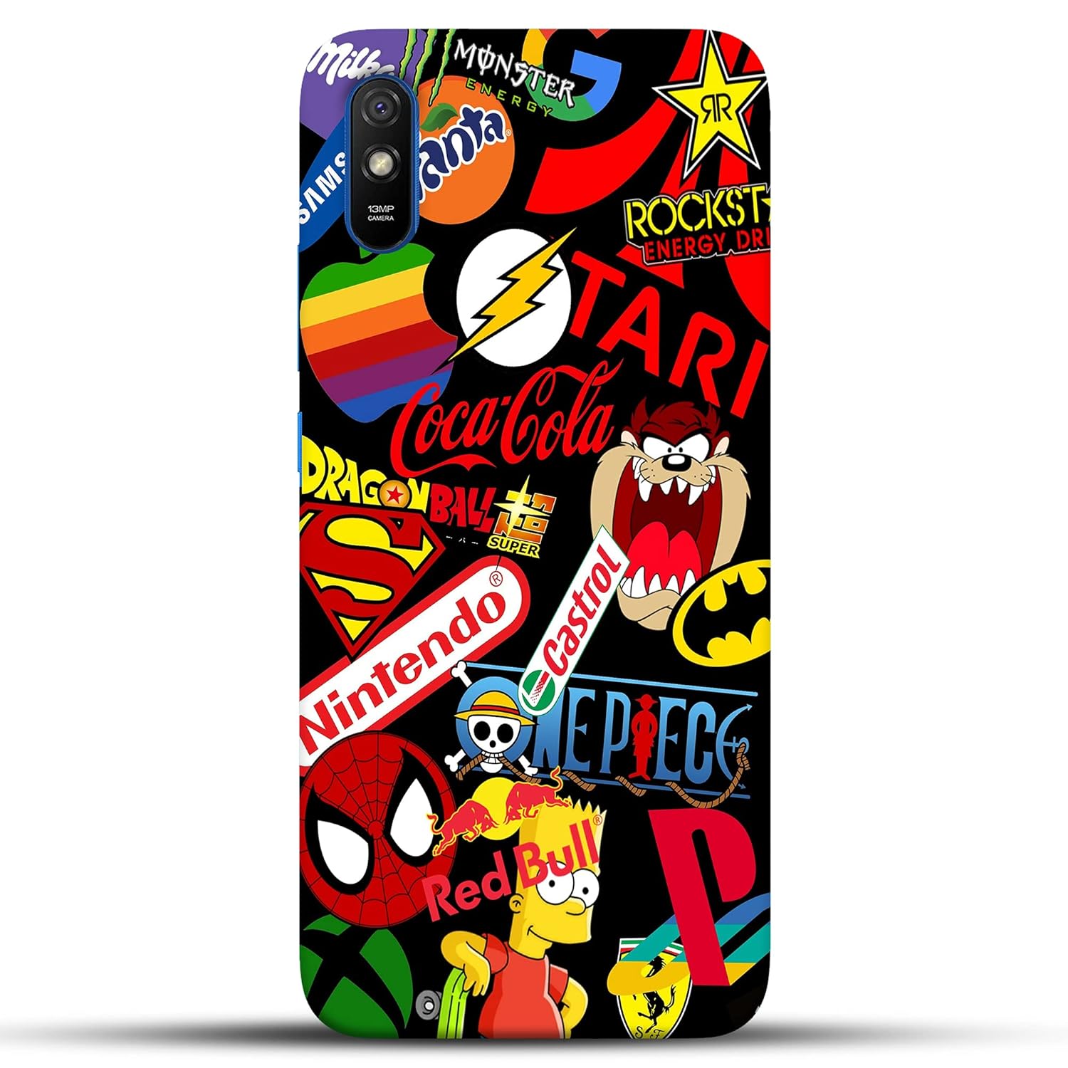 PrintLine Redmi 9A Back Cover Design Pattern Hard Printed Lightweight Slim Case (Funky Brands
