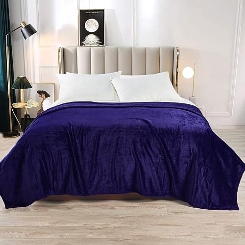 Miniatura 9 de BYTIDE Manta de cama de franela de color liso, tamaño Queen, portátil, de lujo, suave, ligera, transpirable, grande, para todas las estaciones, 90 x