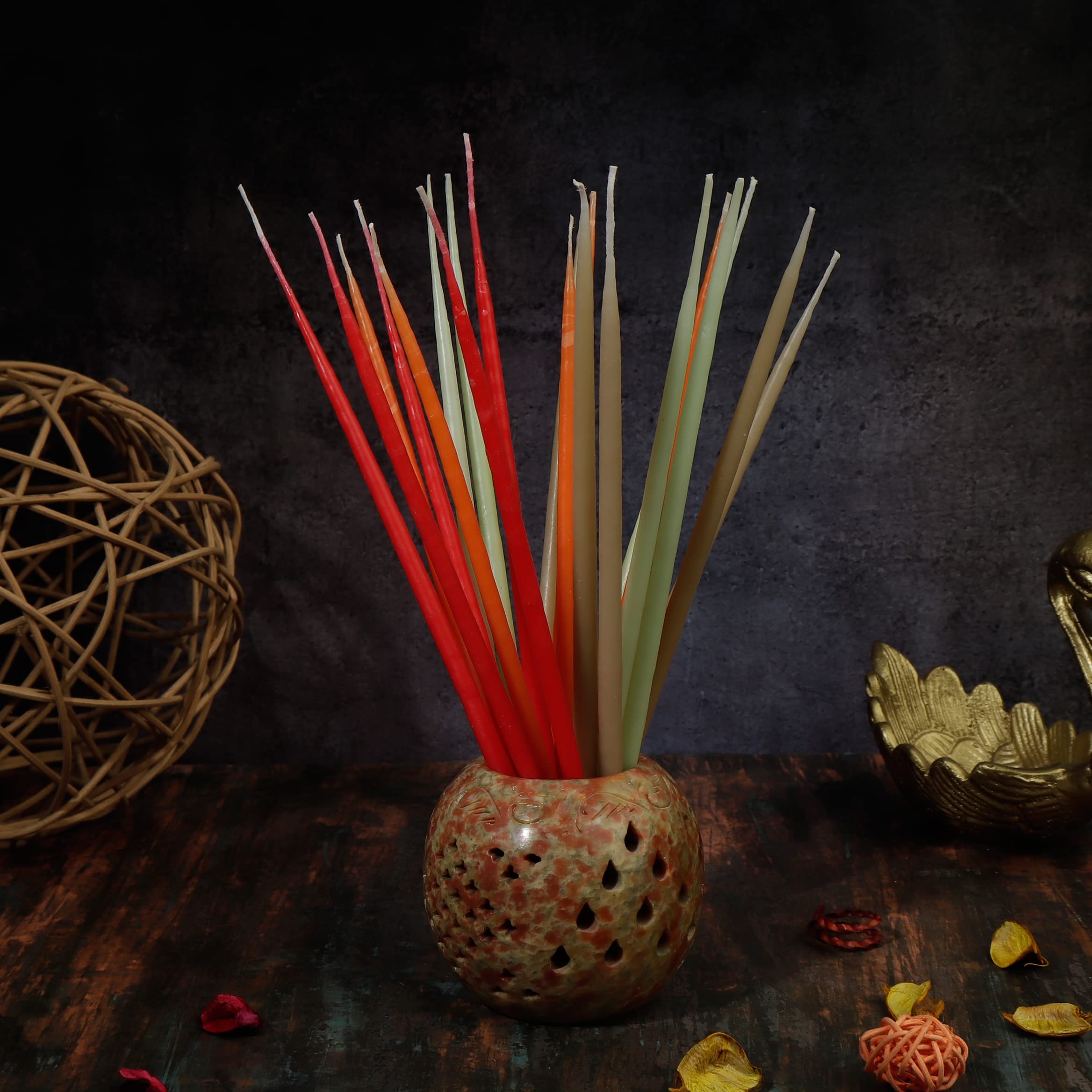 Multicolored Dainty Candle Sticks Set of 12 | Taper Stick Candles for Home Decoration, Diwali, Birthday Party Decor-image-13