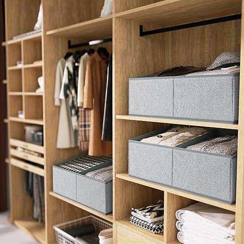 Miniatura 6 de DIMJ Contenedores de almacenamiento trapezoidales, 3 paquetes de cestas grandes para armario, cestas plegables de tela para ropa, artículos de