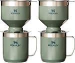 Stanley Perfect Brew Pour Over Set | 12 oz Camp Mug with Lid Included | Drip Coffee Maker with Reusable Filter | Insulated Stainless Steel | BPA-Free | Hammertone Green
